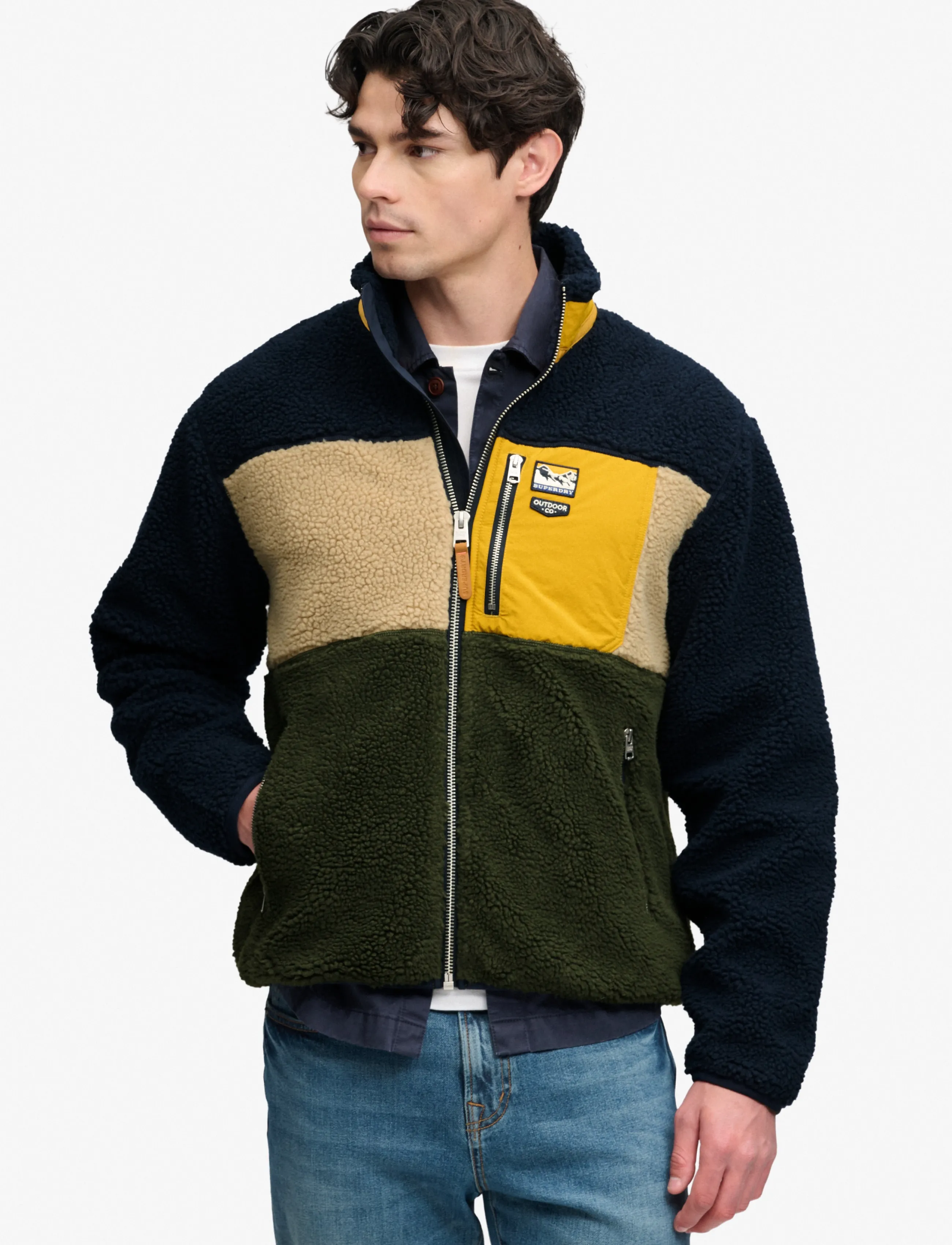 Superdry Sport - COLOUR BLOCK RETRO ZIP FLEECE - fleece & midlayer - eclipse navy mix - 3
