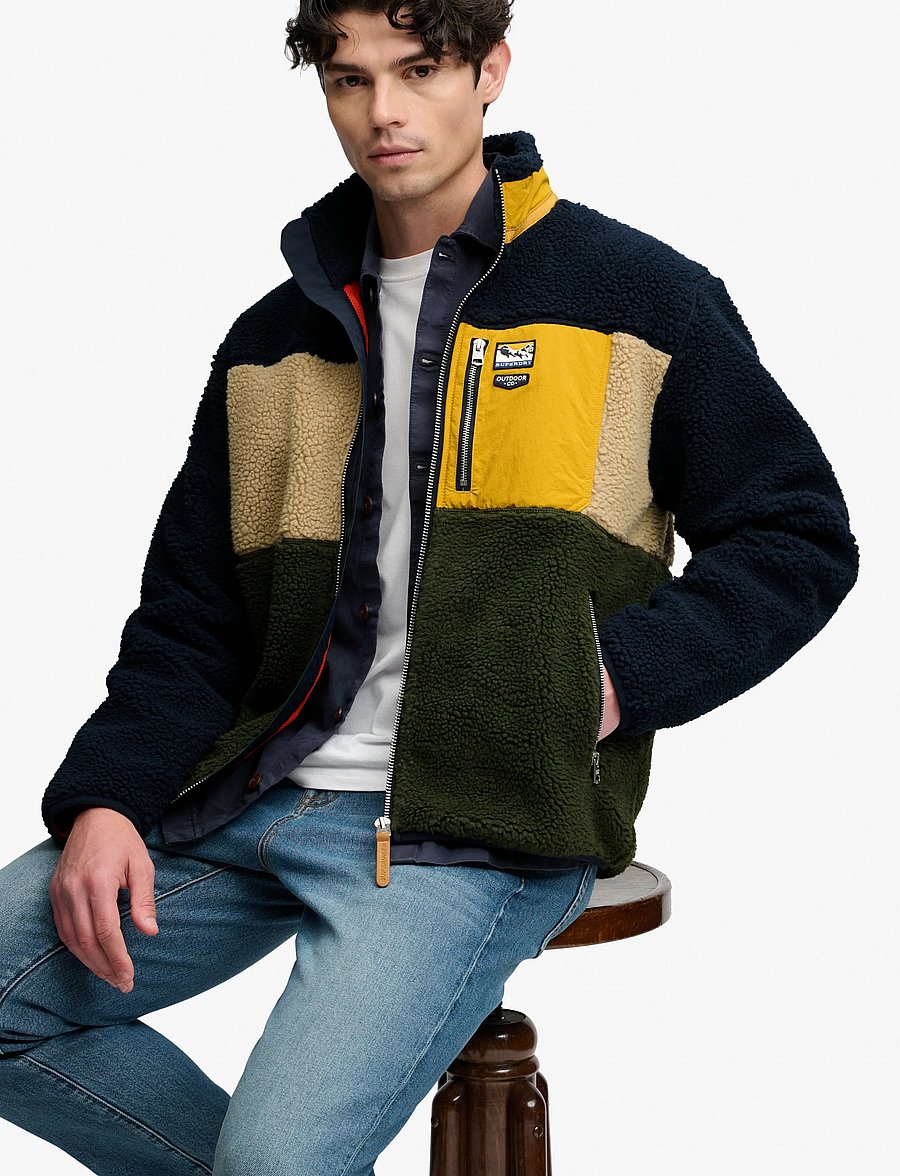 Superdry Sport - COLOUR BLOCK RETRO ZIP FLEECE - fleece & midlayer - eclipse navy mix - 4