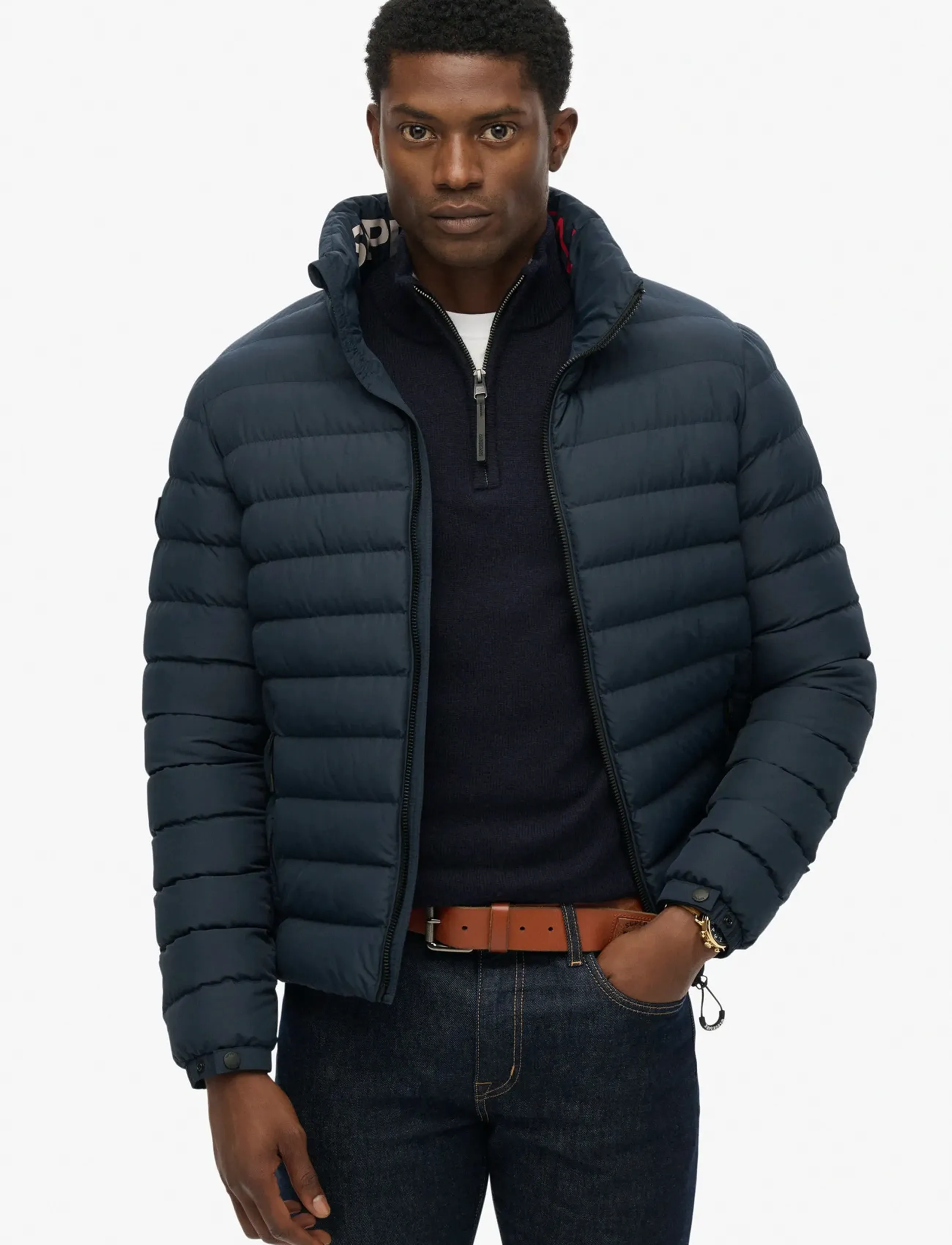 Superdry Sport Fuji Print Padded Jacket, Mænd, Vatteret Jakke, Navy, Str: XXXL
