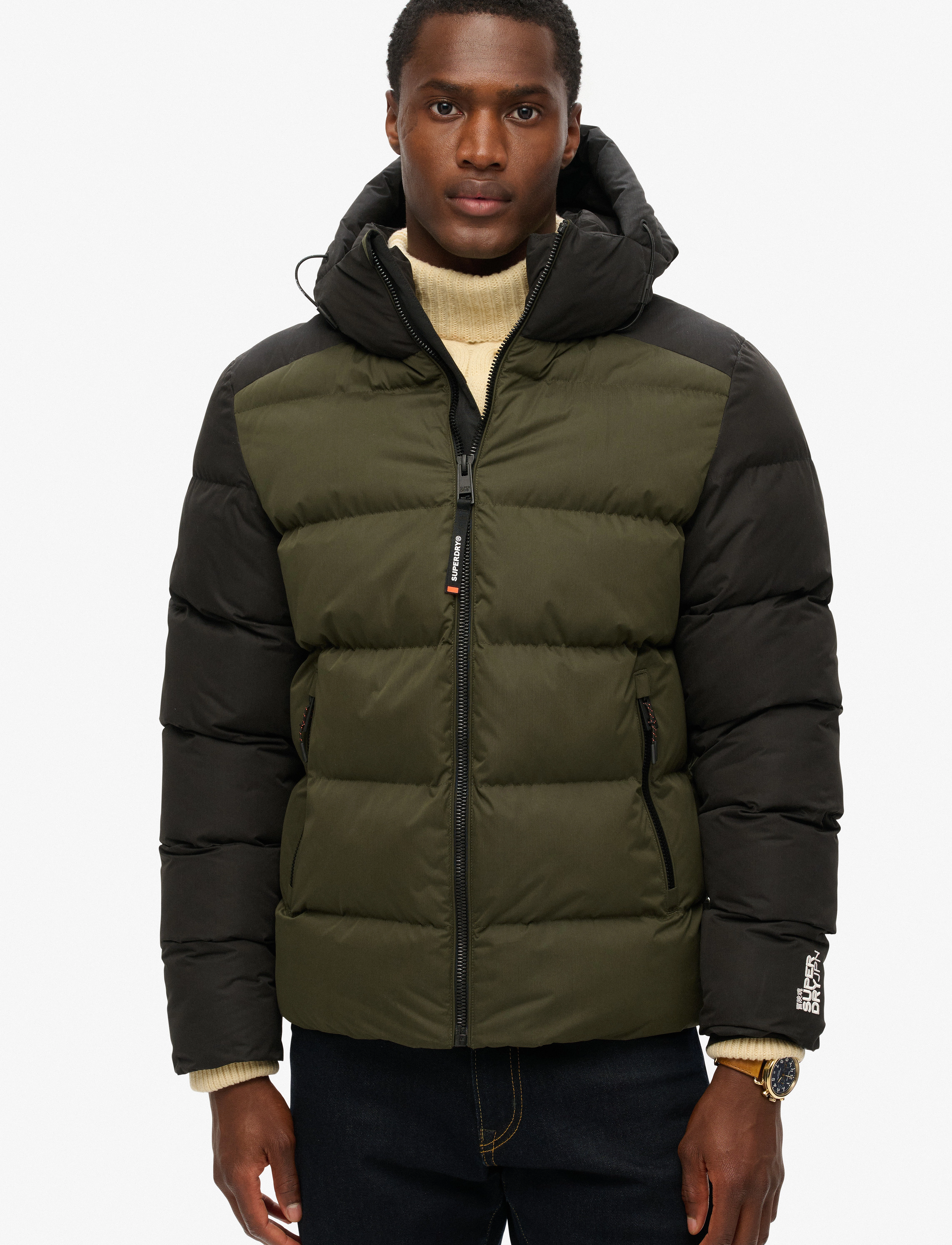 Superdry Sport - HOOD COLOUR BLOCK SPORT PUFFER - black colourblock - 4
