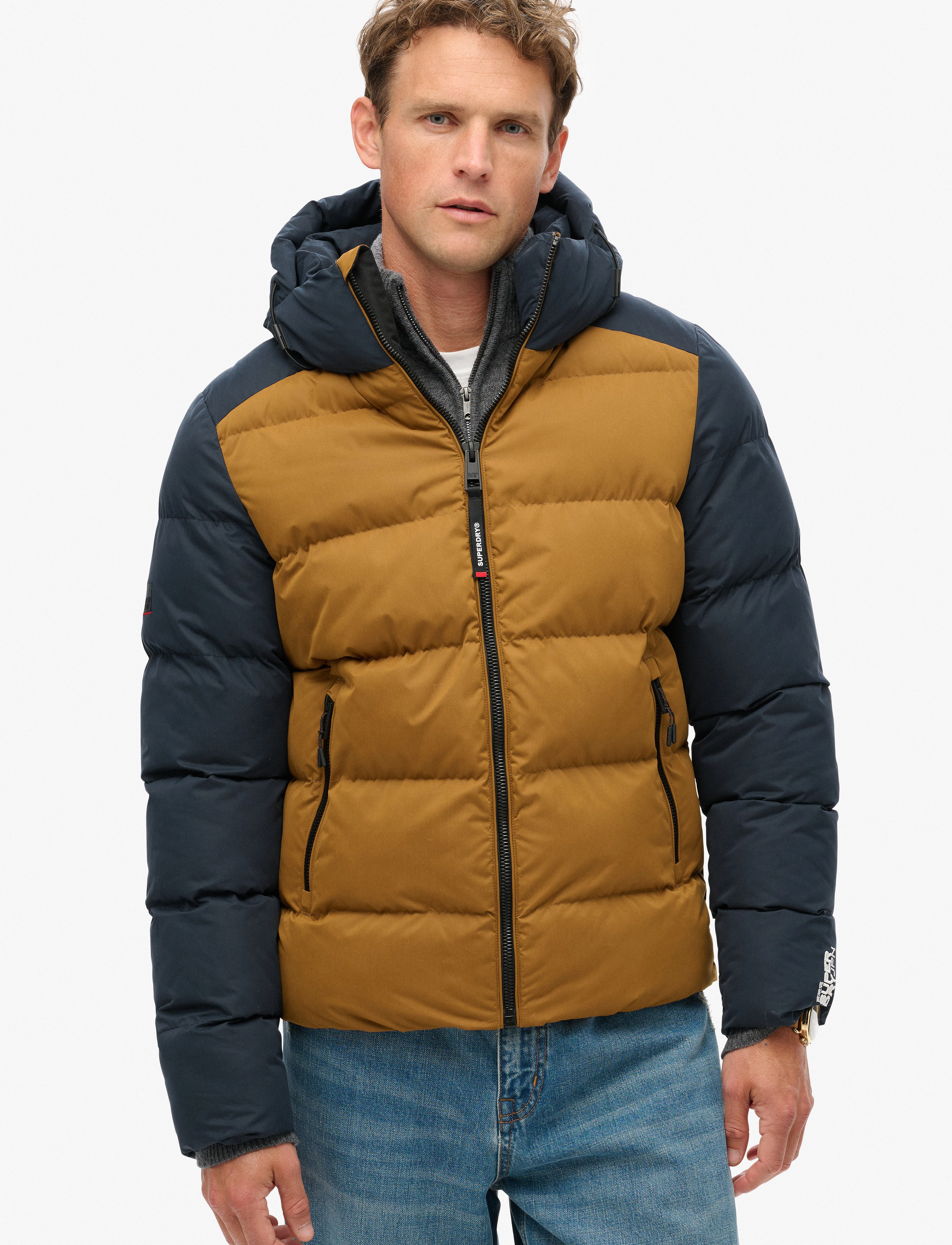 Superdry Sport - HOOD COLOUR BLOCK SPORT PUFFER - navy colourblock - 2