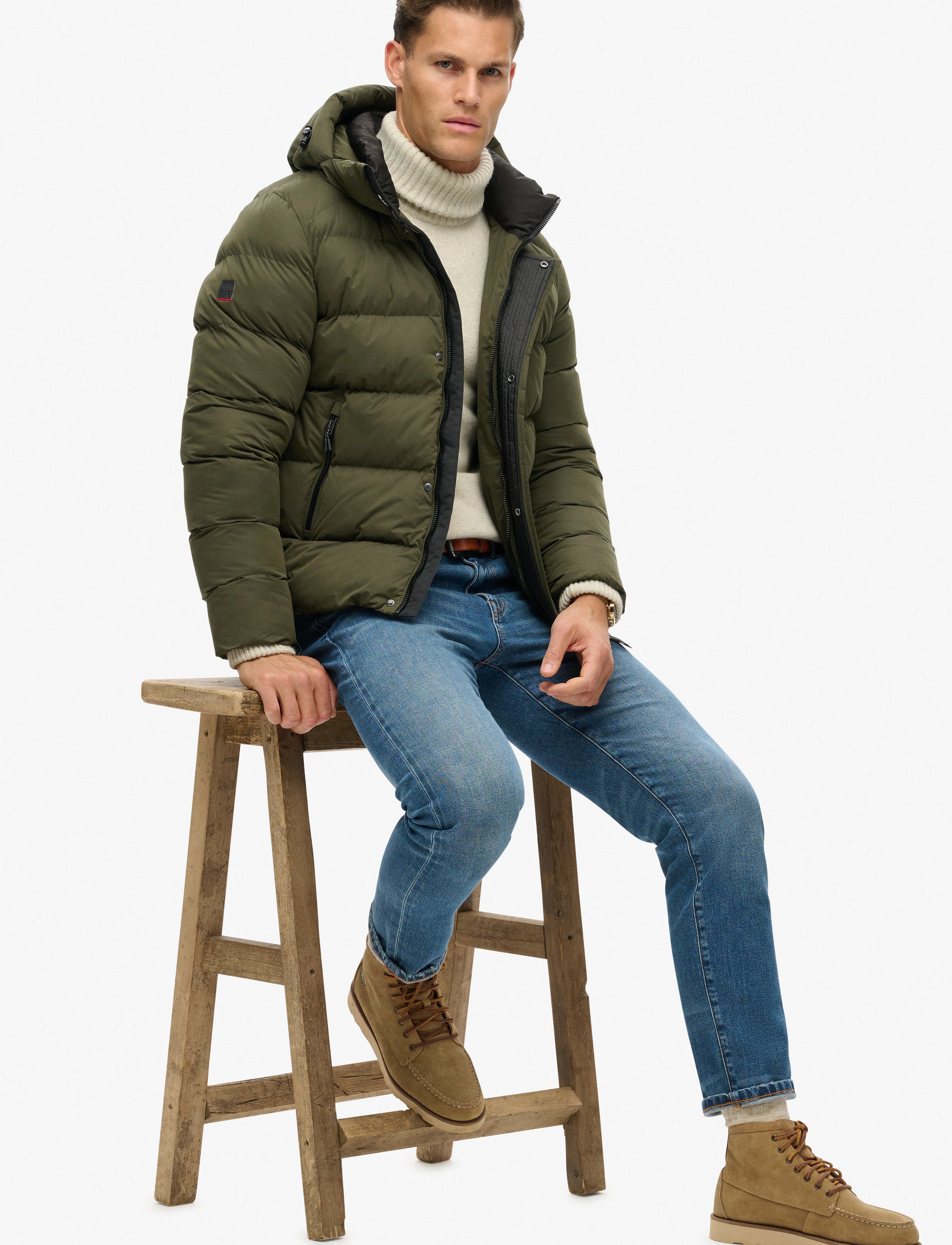 Superdry Sport - HOODED MICROFIBRE SPORT PUFFER - army khaki - 2