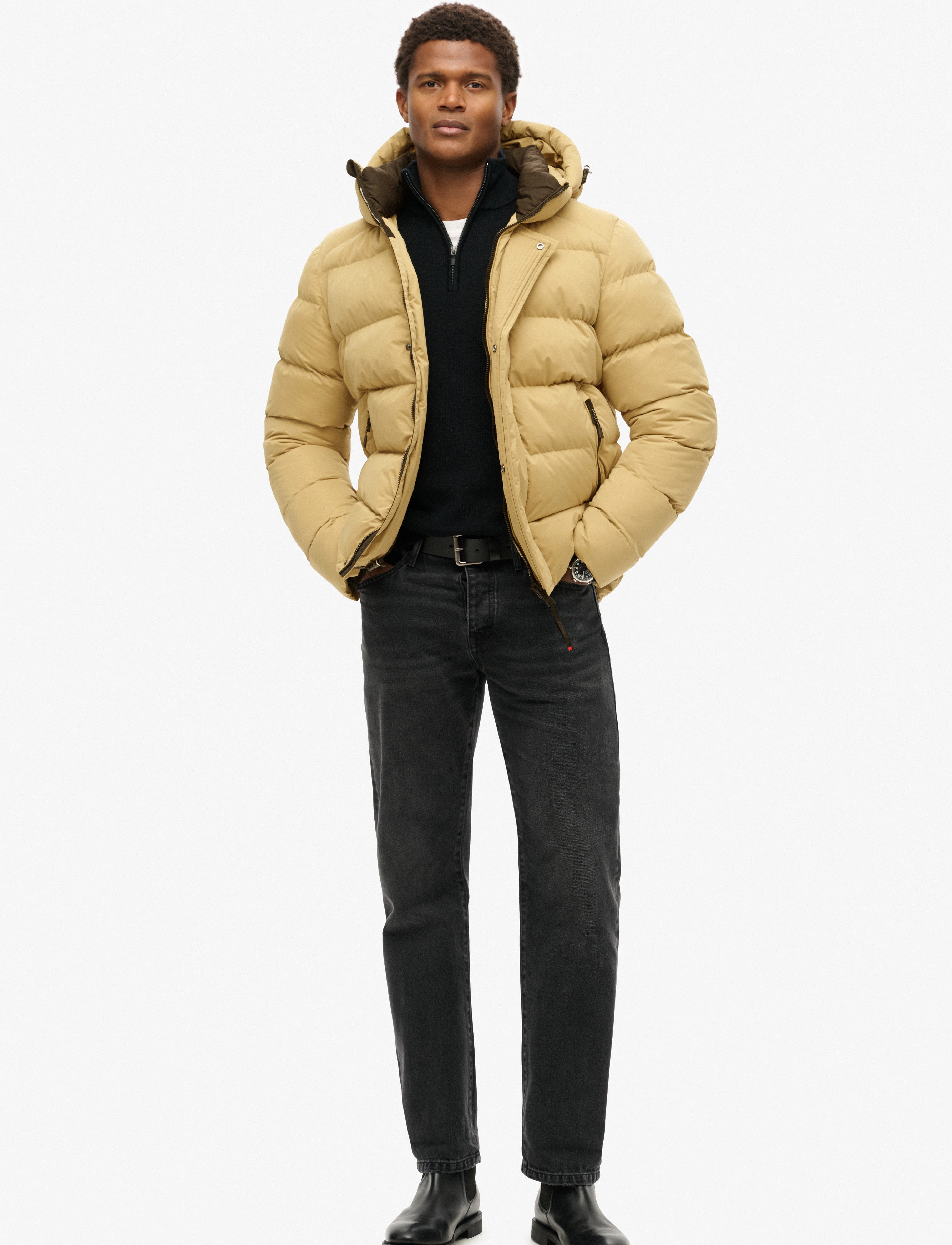 Superdry Sport - HOODED MICROFIBRE SPORT PUFFER - rock stone - 3