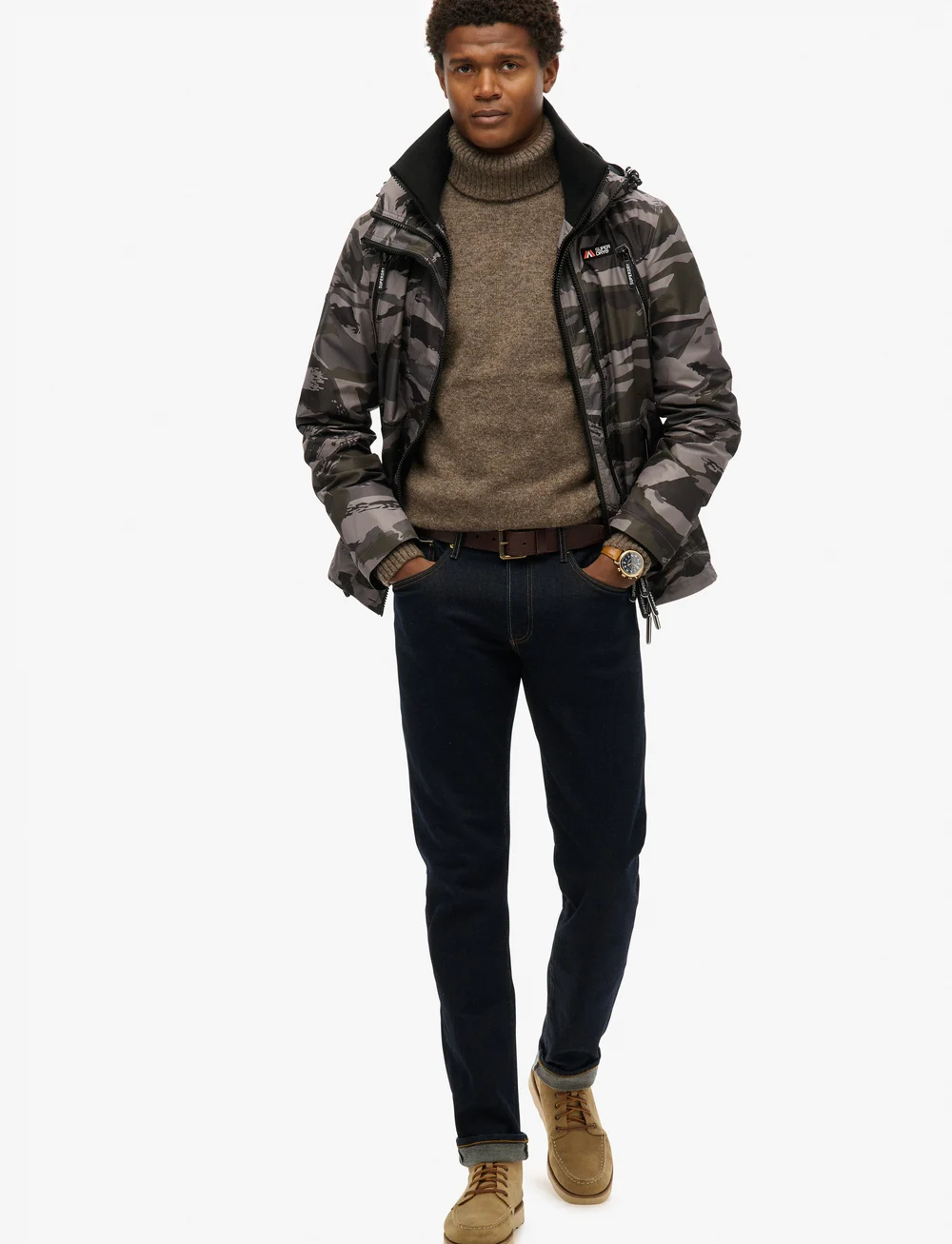 Superdry Sport - HOODED MTN WINDBREAKER JACKET - outdoor jacken - dark grey tiger camo - 5