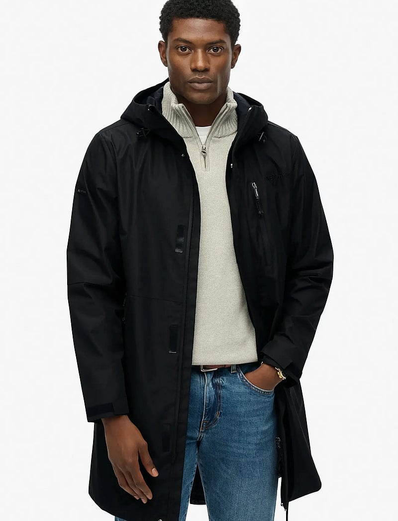 Superdry Sport - HOODED TECH FISHTAIL PARKA - friluftsjackor - black - 0