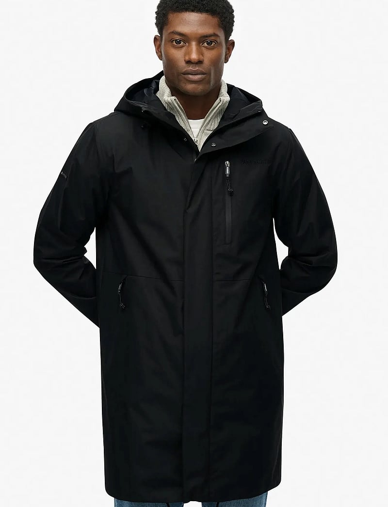 Superdry Sport - HOODED TECH FISHTAIL PARKA - friluftsjackor - black - 3
