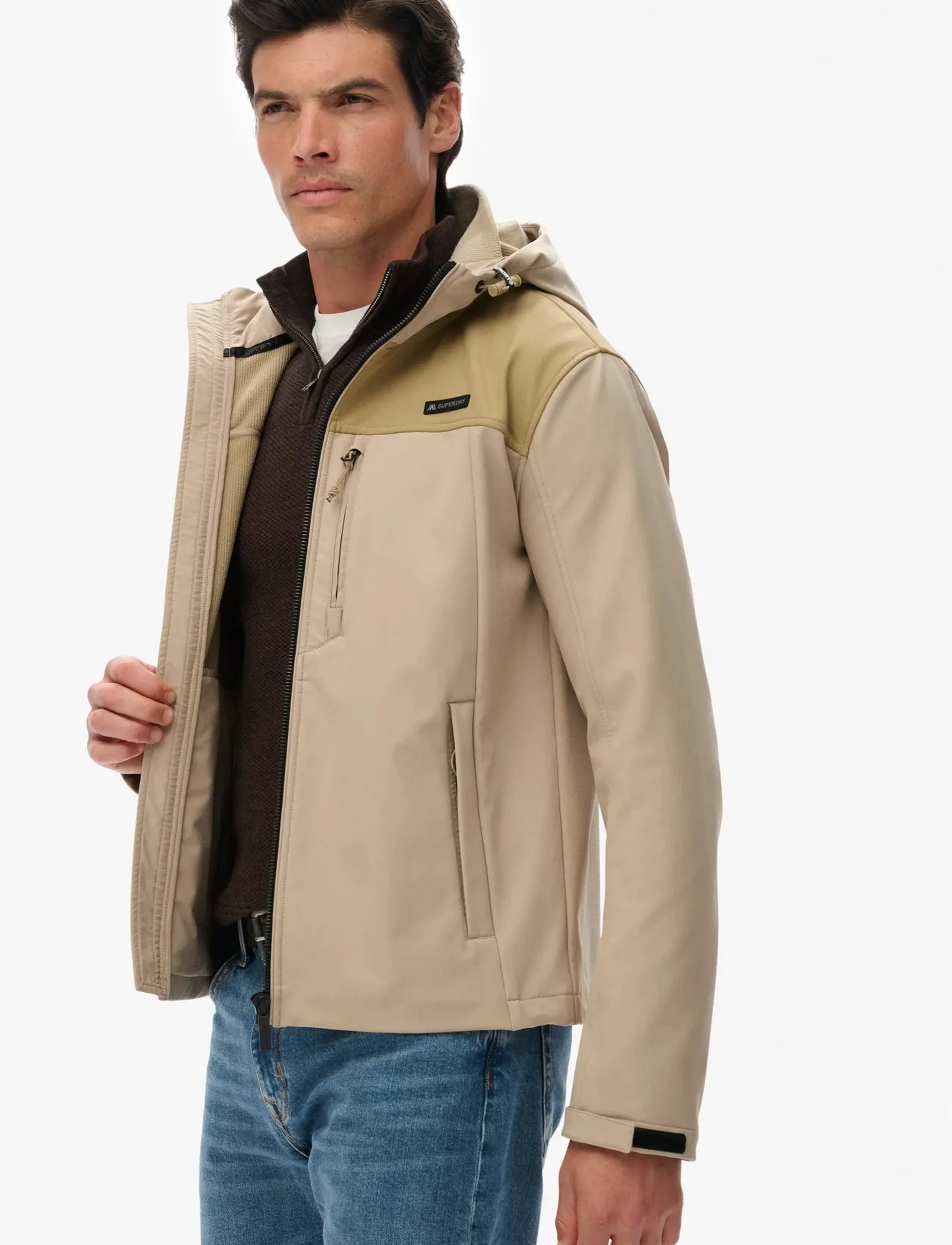 Superdry Sport HOODED SOFTSHELL TECH TREKKER - Jacken - CITY SAND / beige