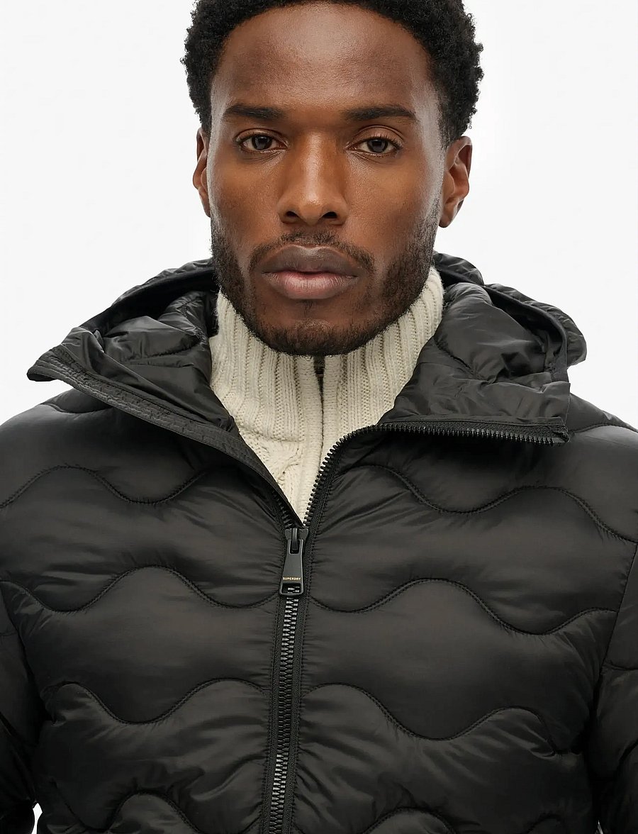 Superdry Sport - HOODED QUILTED WAVE PADDED JKT - daunenjacken - jet black - 3