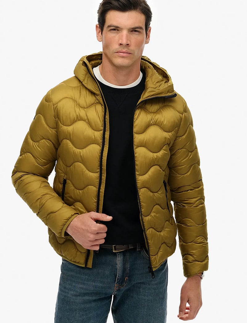 Superdry Sport - HOODED QUILTED WAVE PADDED JKT - vinterjackor - willow green - 0