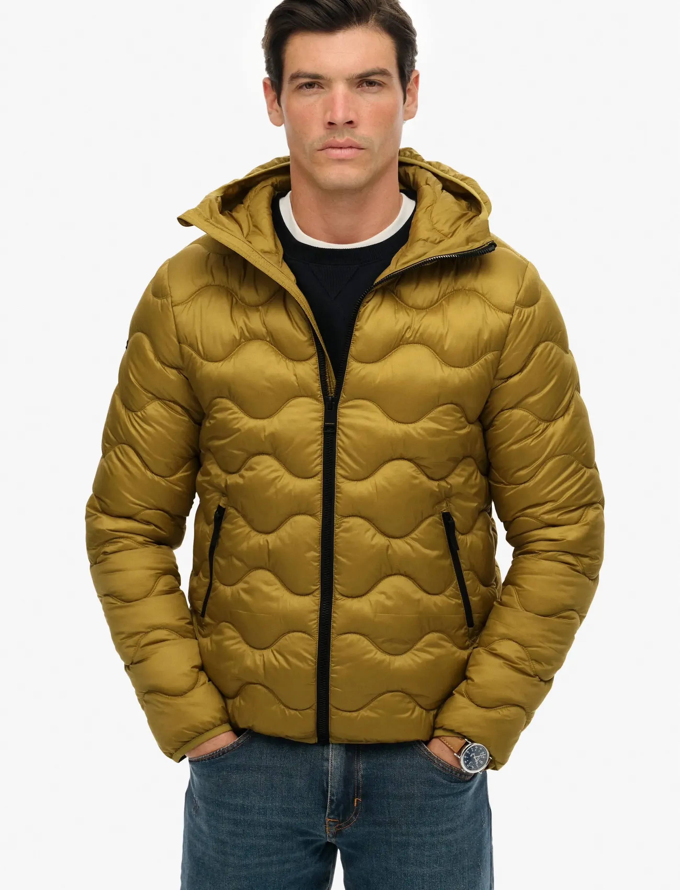 Superdry Sport HOODED QUILTED WAVE PADDED JKT - Jacken - WILLOW GREEN / khaki/green