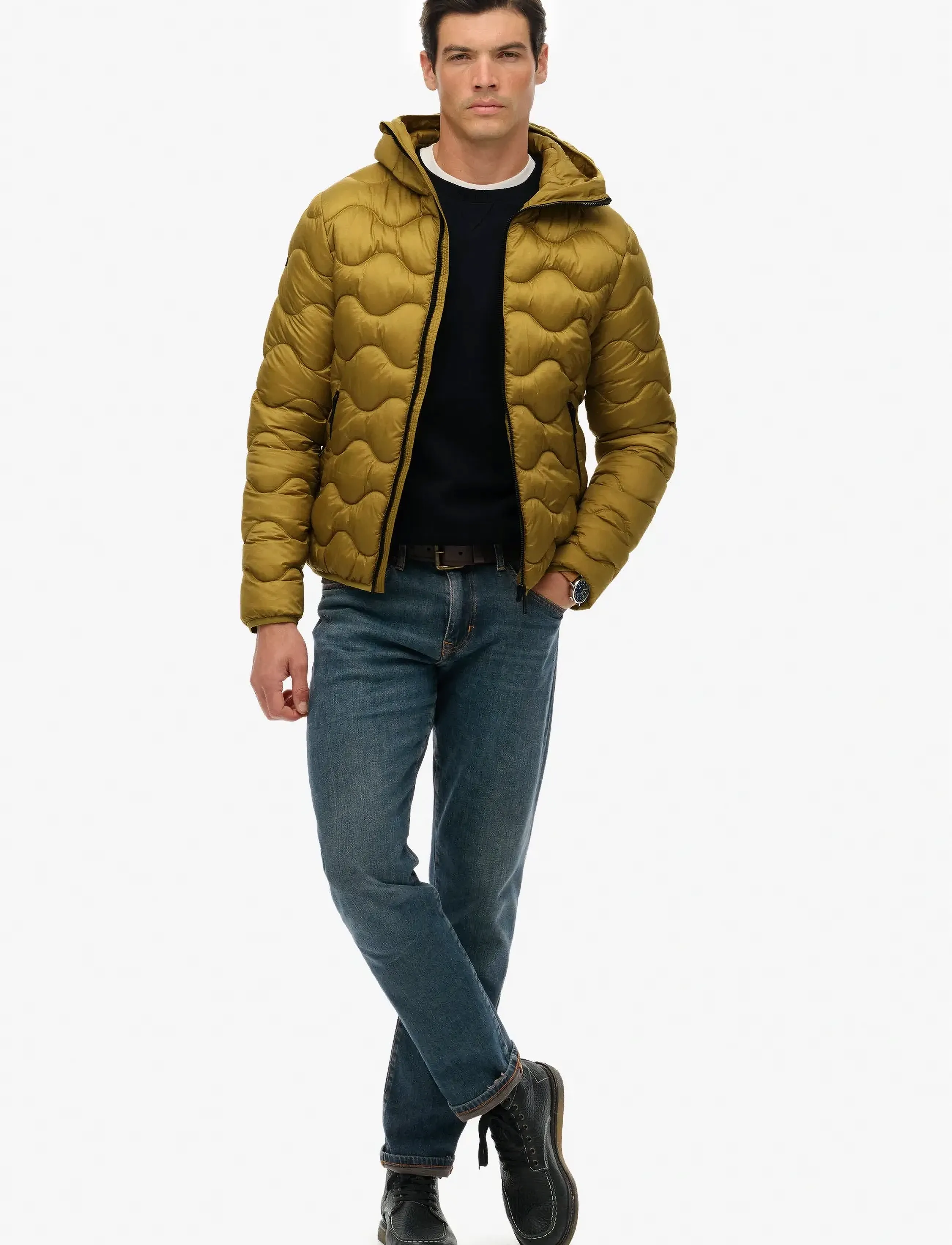 Superdry Sport - HOODED QUILTED WAVE PADDED JKT - dúnjakkar - willow green - 5