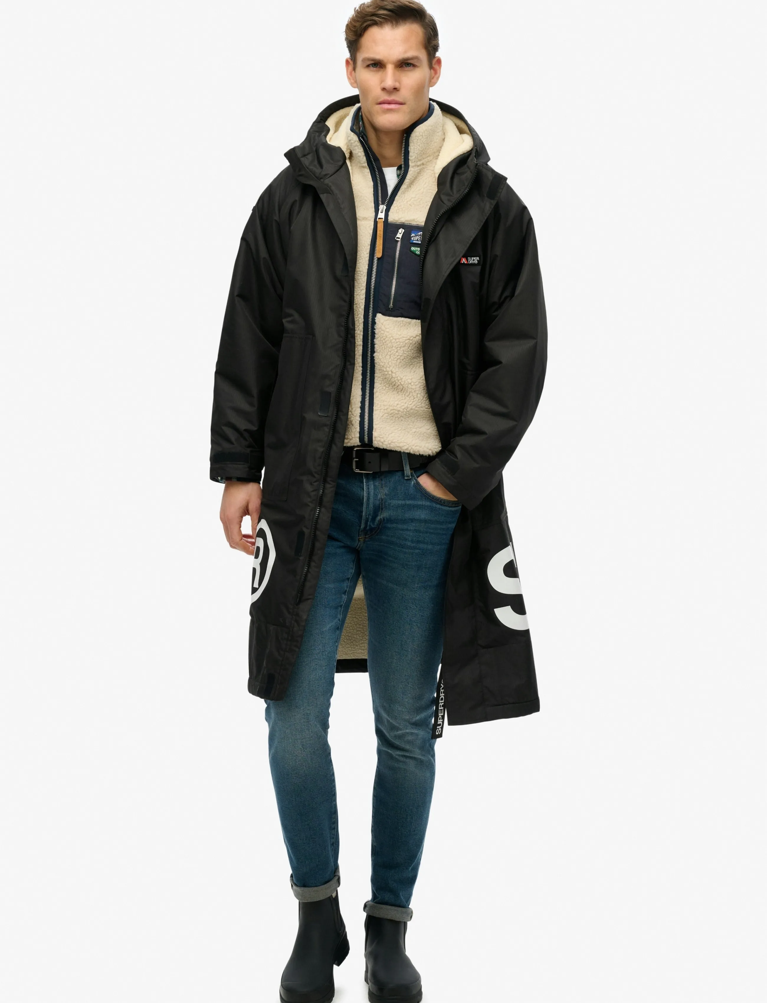 Superdry Sport - SUPERDRY ROBE - black/white - 5