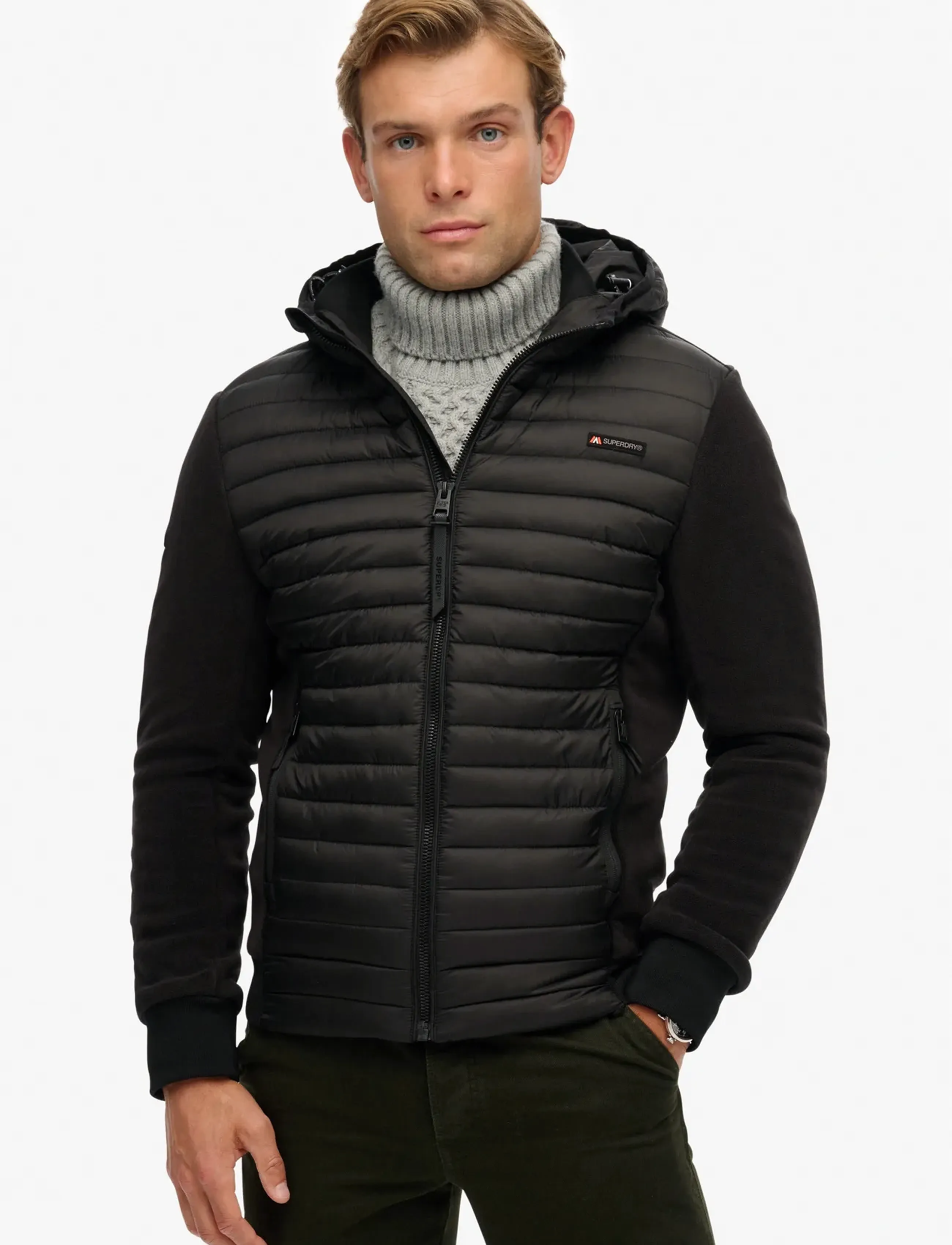 Superdry Sport - HOOD STORM FLEECE HYBRID JKT - forårsjakker - black - 3
