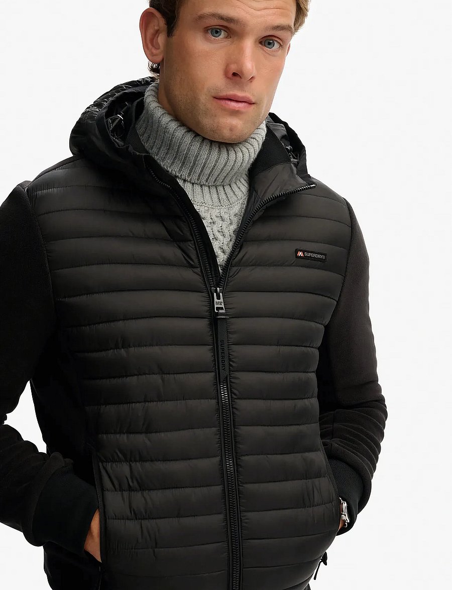 Superdry Sport - HOOD STORM FLEECE HYBRID JKT - forårsjakker - black - 4