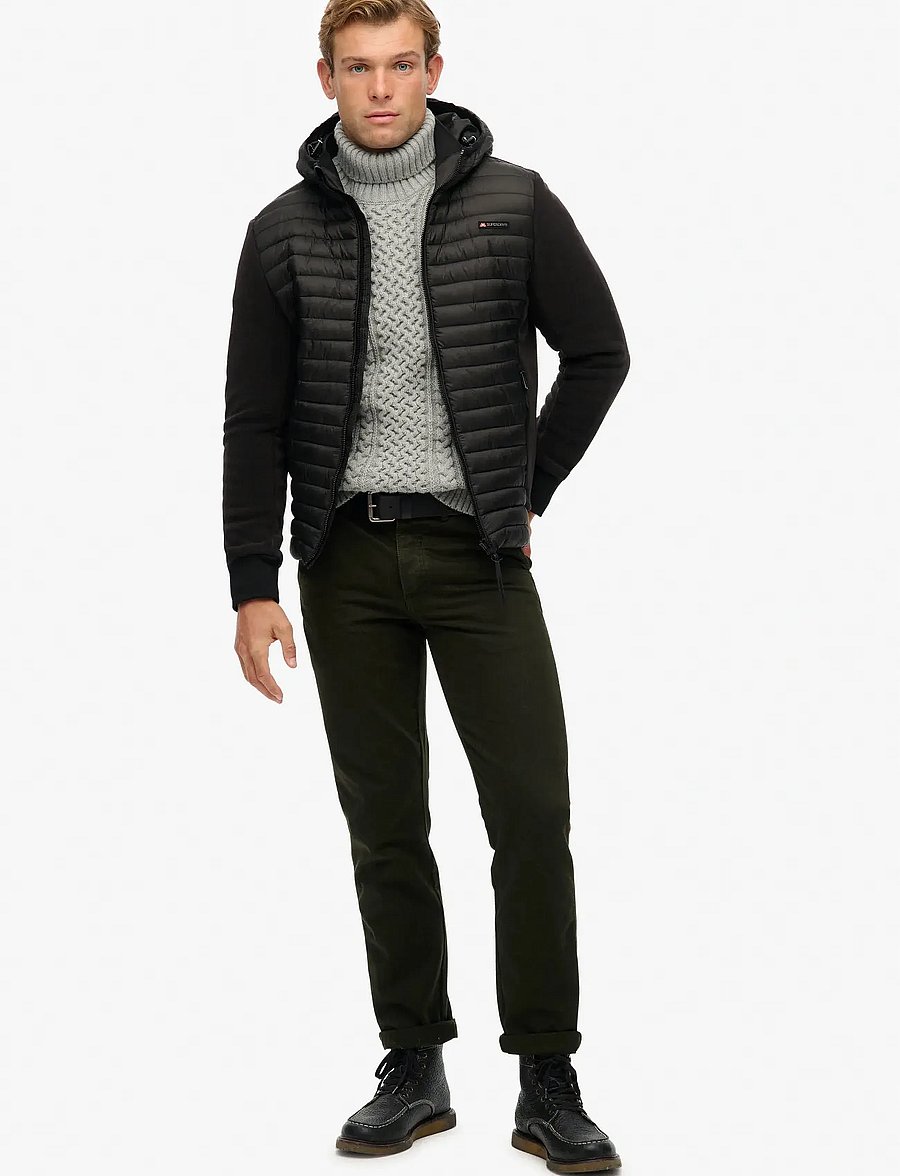 Superdry Sport - HOOD STORM FLEECE HYBRID JKT - forårsjakker - black - 5