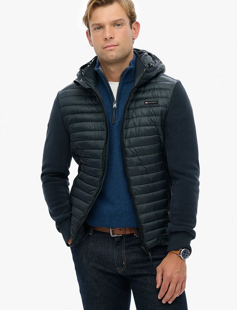 Superdry Sport - HOOD STORM FLEECE HYBRID JKT - herbstjacken - eclipse navy - 0