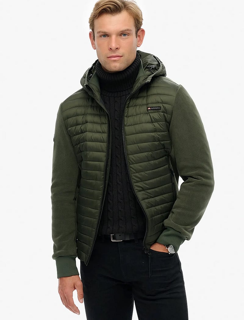 Superdry Sport - HOOD STORM FLEECE HYBRID JKT - kevadjoped - ivy green - 0