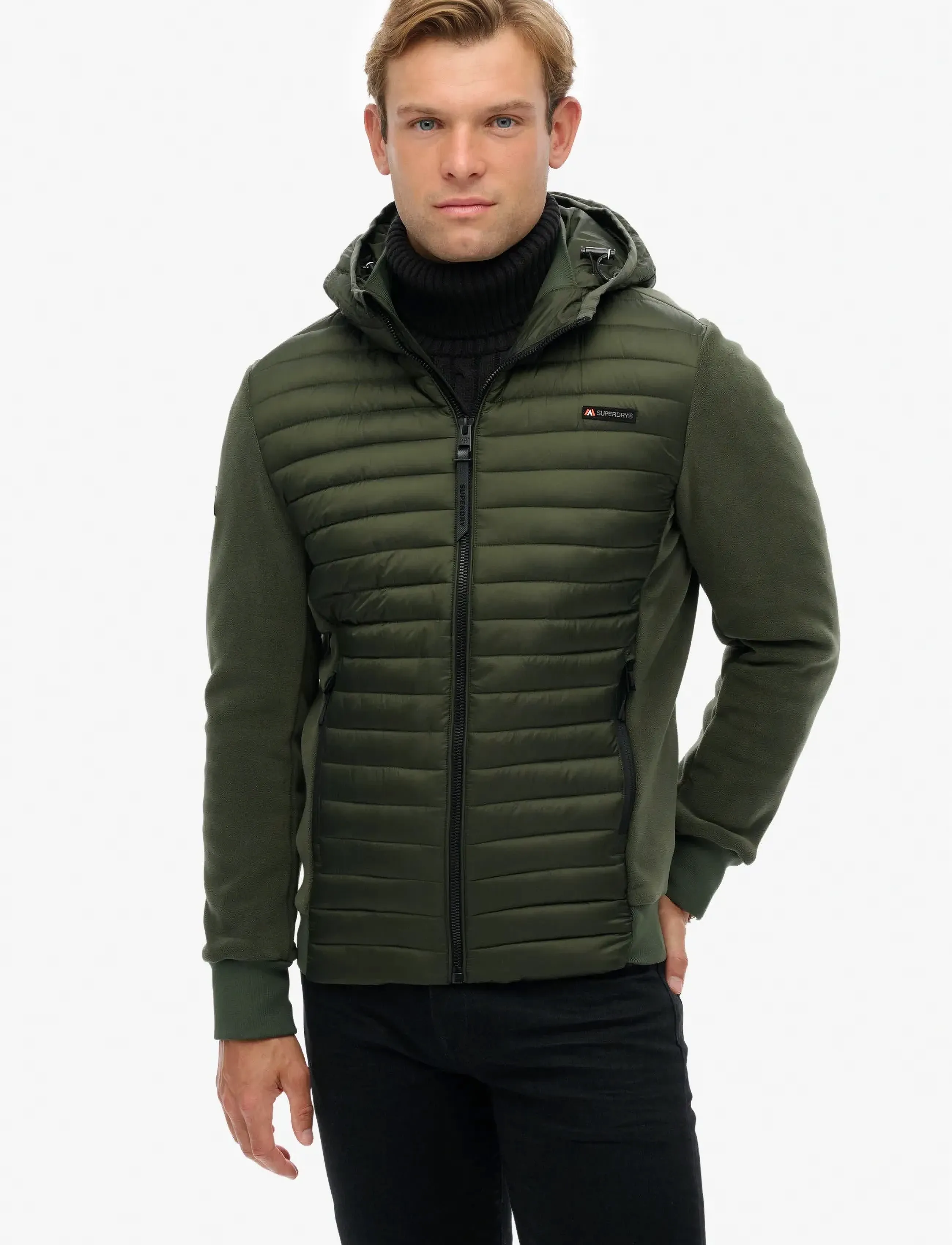 Superdry Sport - HOOD STORM FLEECE HYBRID JKT - vestes de printemps - ivy green - 3