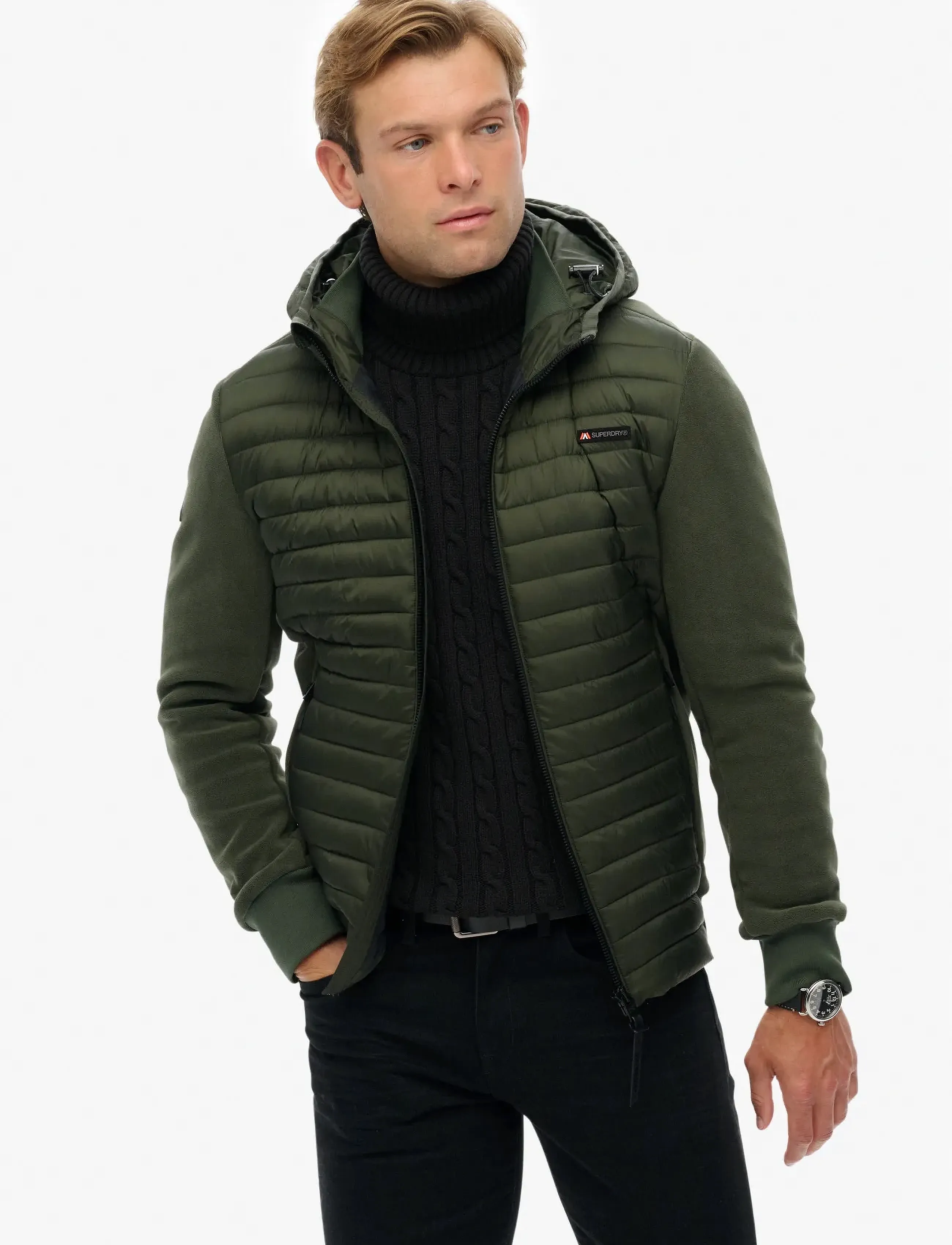 Superdry Sport - HOOD STORM FLEECE HYBRID JKT - vestes de printemps - ivy green - 4