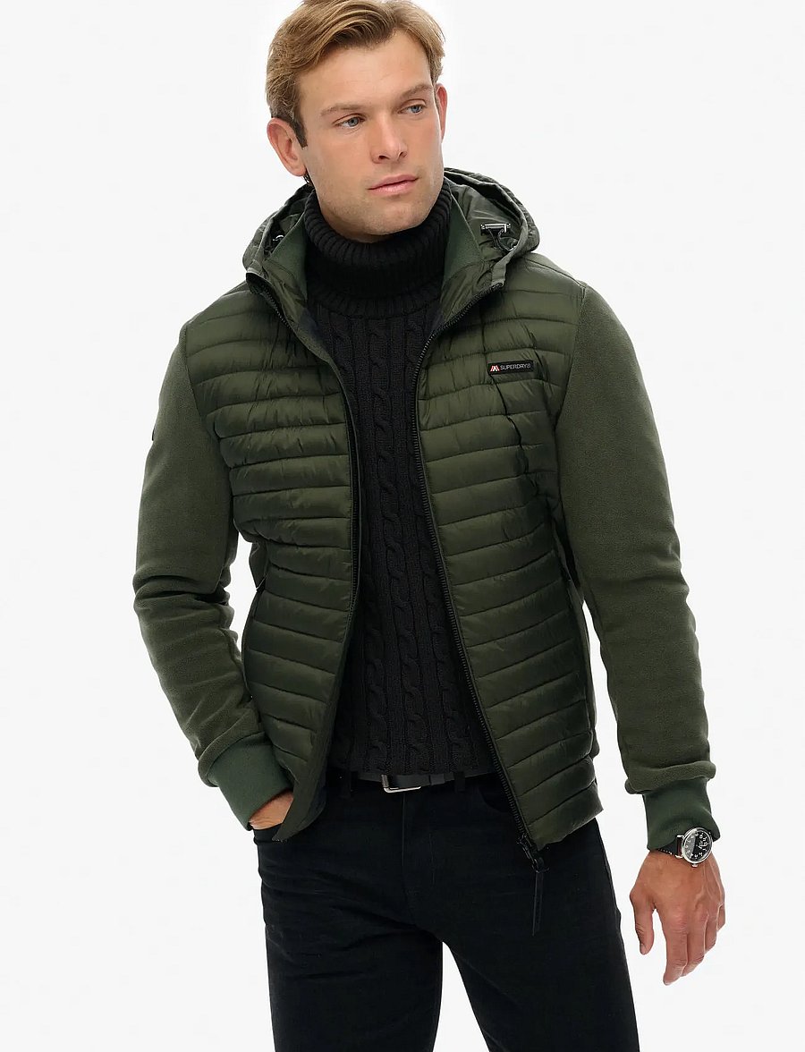 Superdry Sport - HOOD STORM FLEECE HYBRID JKT - vestes de printemps - ivy green - 4