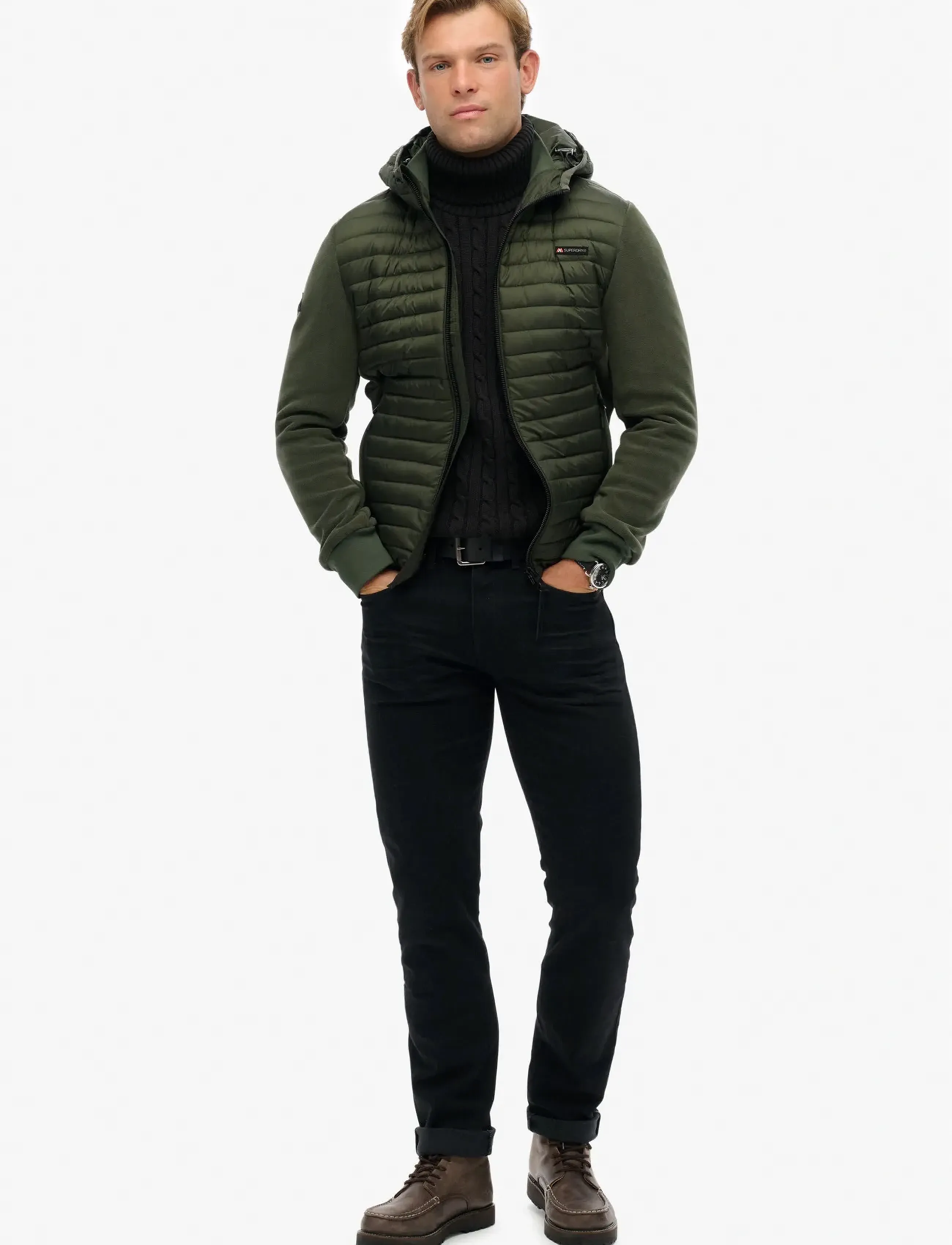 Superdry Sport - HOOD STORM FLEECE HYBRID JKT - vestes de printemps - ivy green - 5