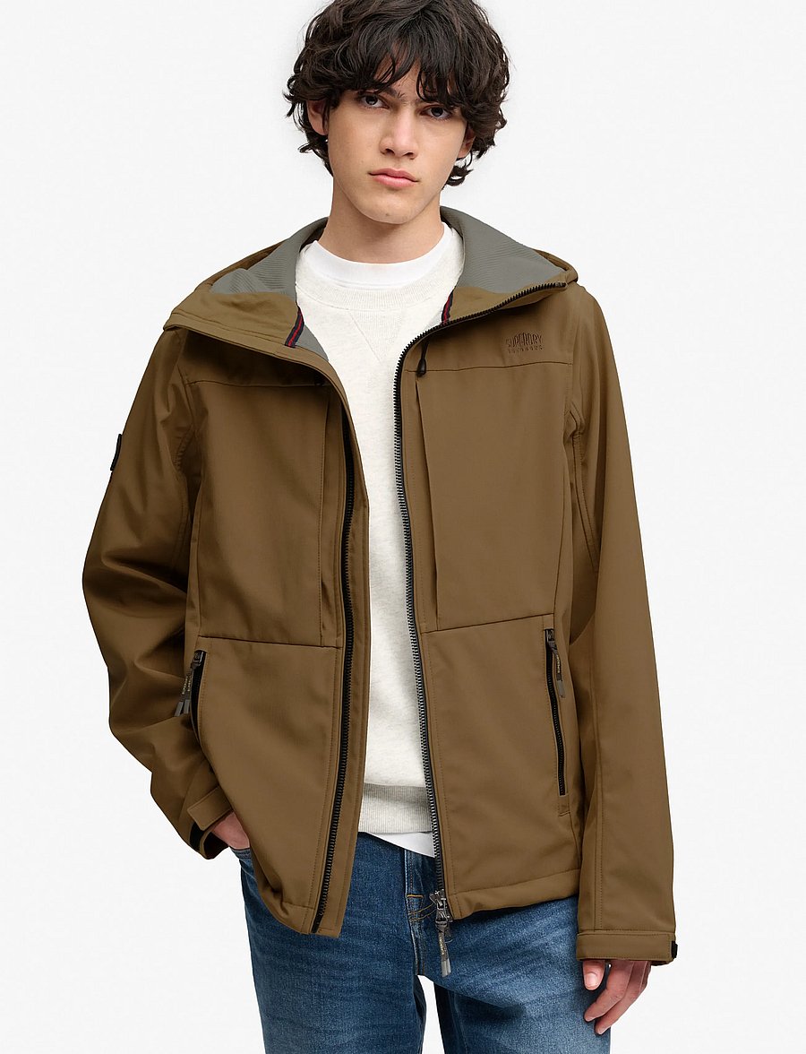 Superdry Sport - HOODED SOFTSHELL TREKKER JKT - outdoor jacken - peak sands beige - 0