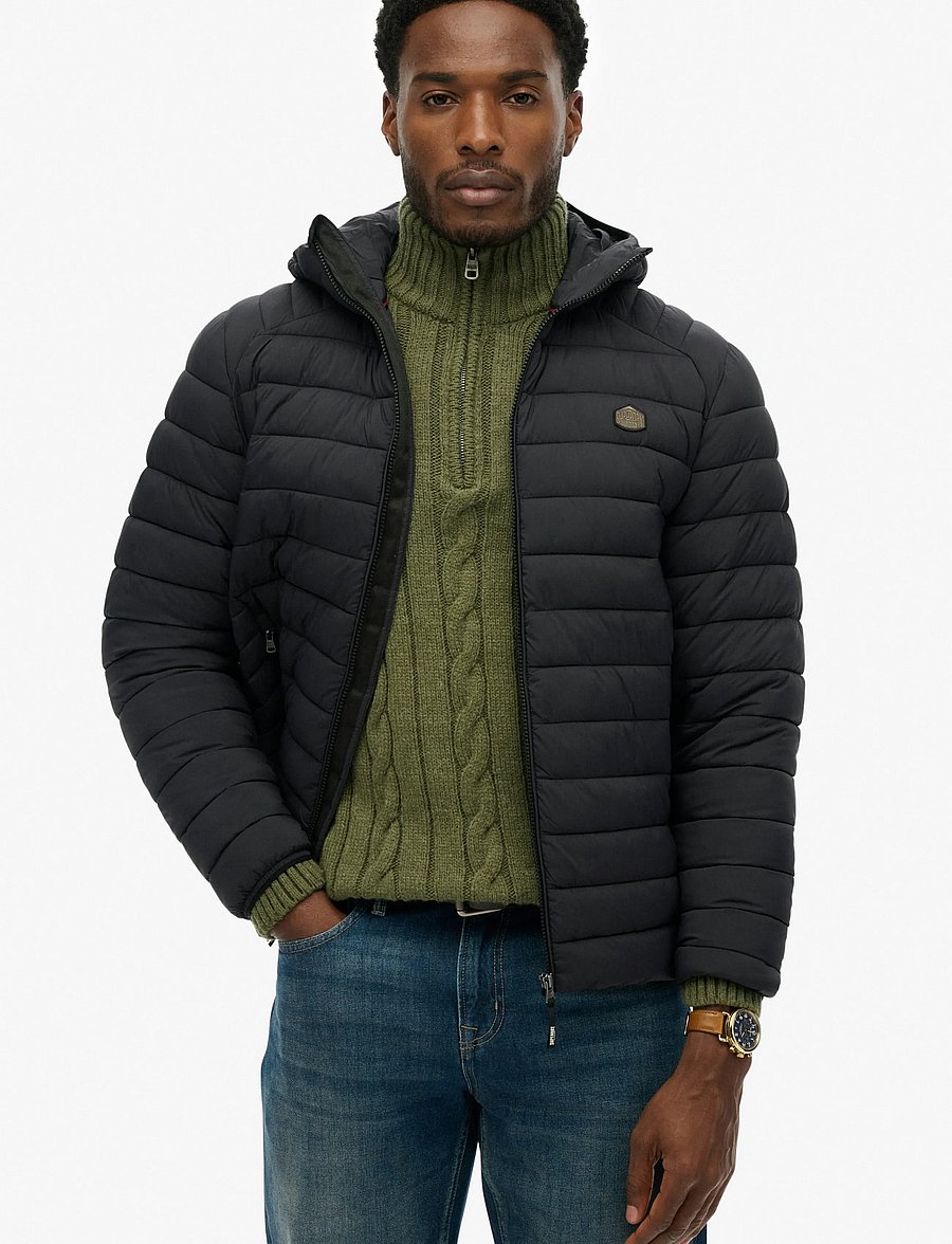 Superdry Sport - HOODED FUJI LITE JACKET - down jackets - black - 0