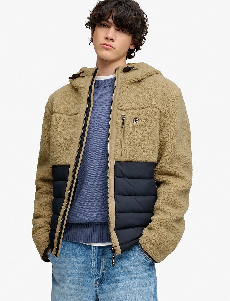 Superdry Sport - HOOD OUTDOOR BORG QUILT HYBRID - white pepper marl/eclipse navy - 0