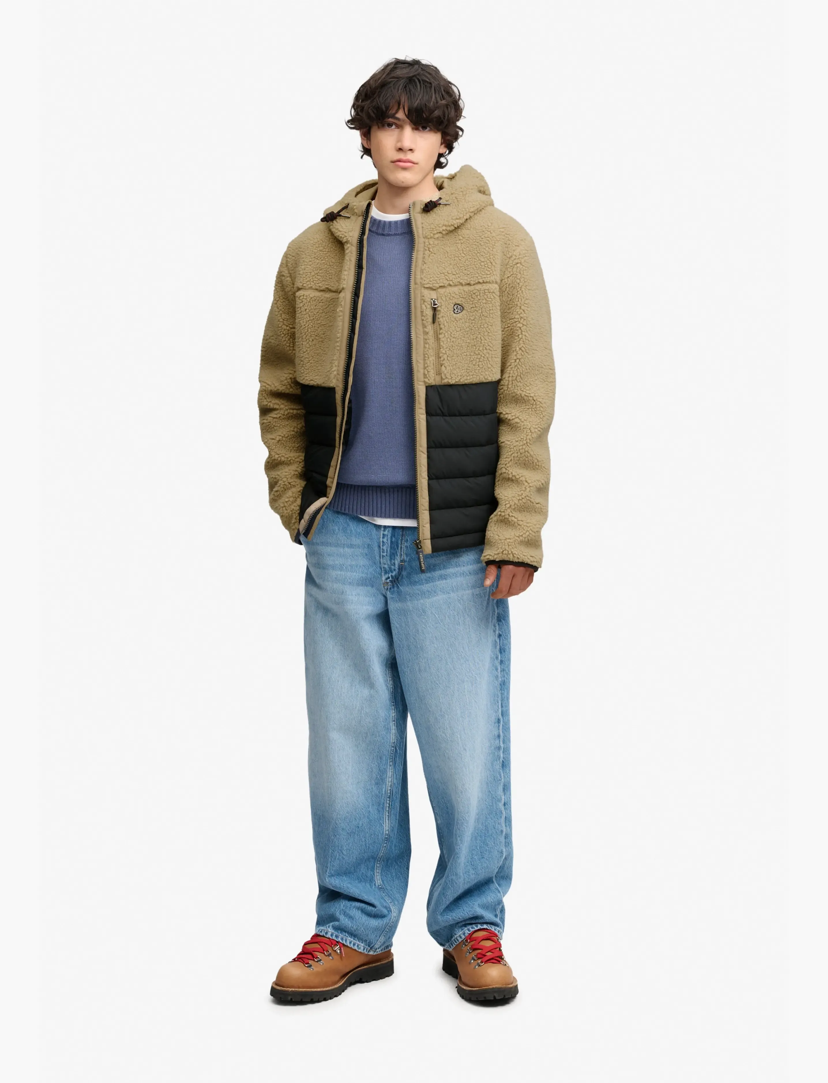 Superdry Sport Hood Outdoor Borg Quilt Hybrid hoodies herr – bild 6
