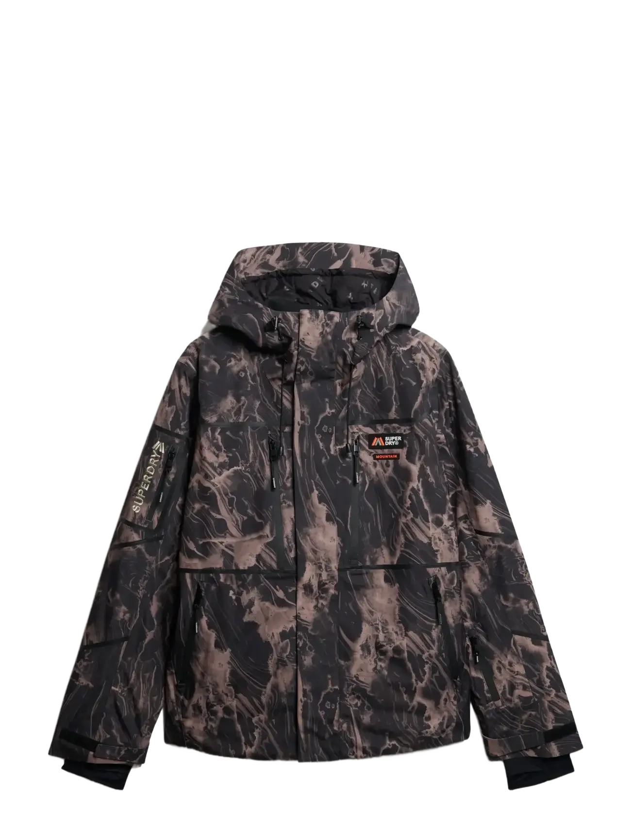 Superdry Sport HOODED SKI SHELL JACKET - Skidkläder - WOODGRAIN PRINT / multi