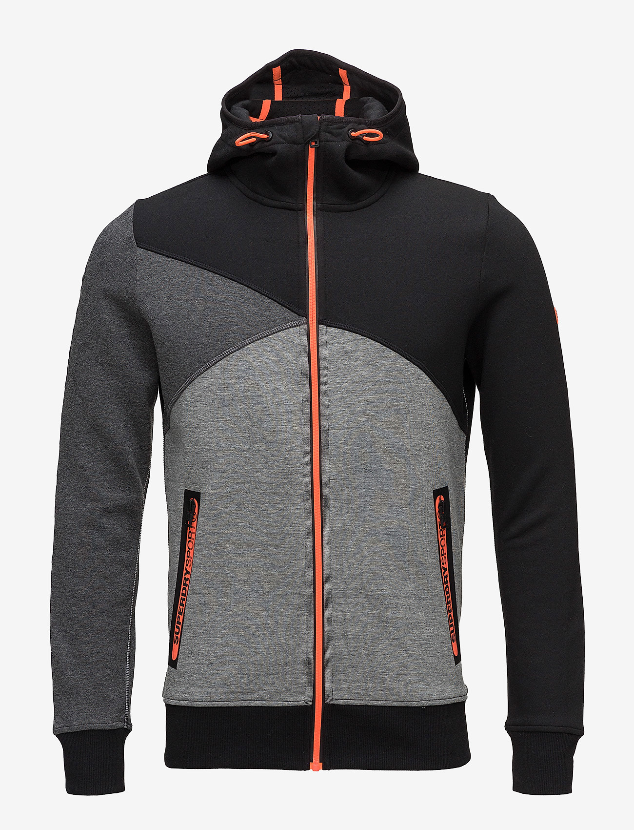 Superdry Sport - GYM TECH SPLICED ZIPHOOD - black/ash granite - 0