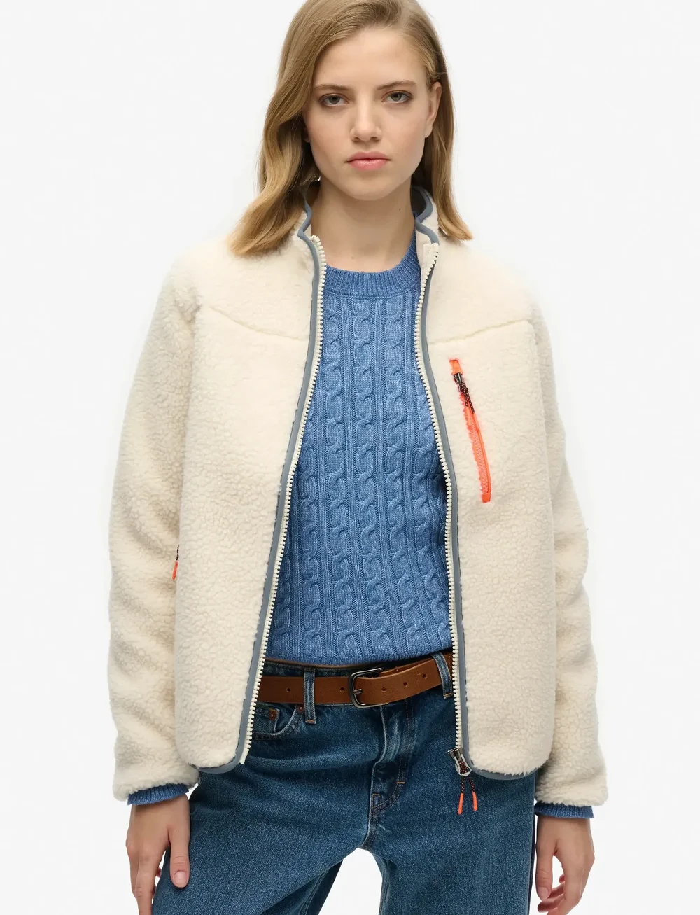 Superdry Sport - OUTDOOR FULL ZIP FLEECE - fleece & mellanlager - ecru - 0