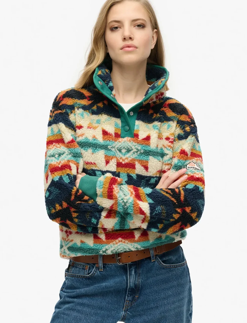 Superdry Sport - SUPER SOFT PRINTED HENLEY - fleece og mellemlag - nava quilt print - 0