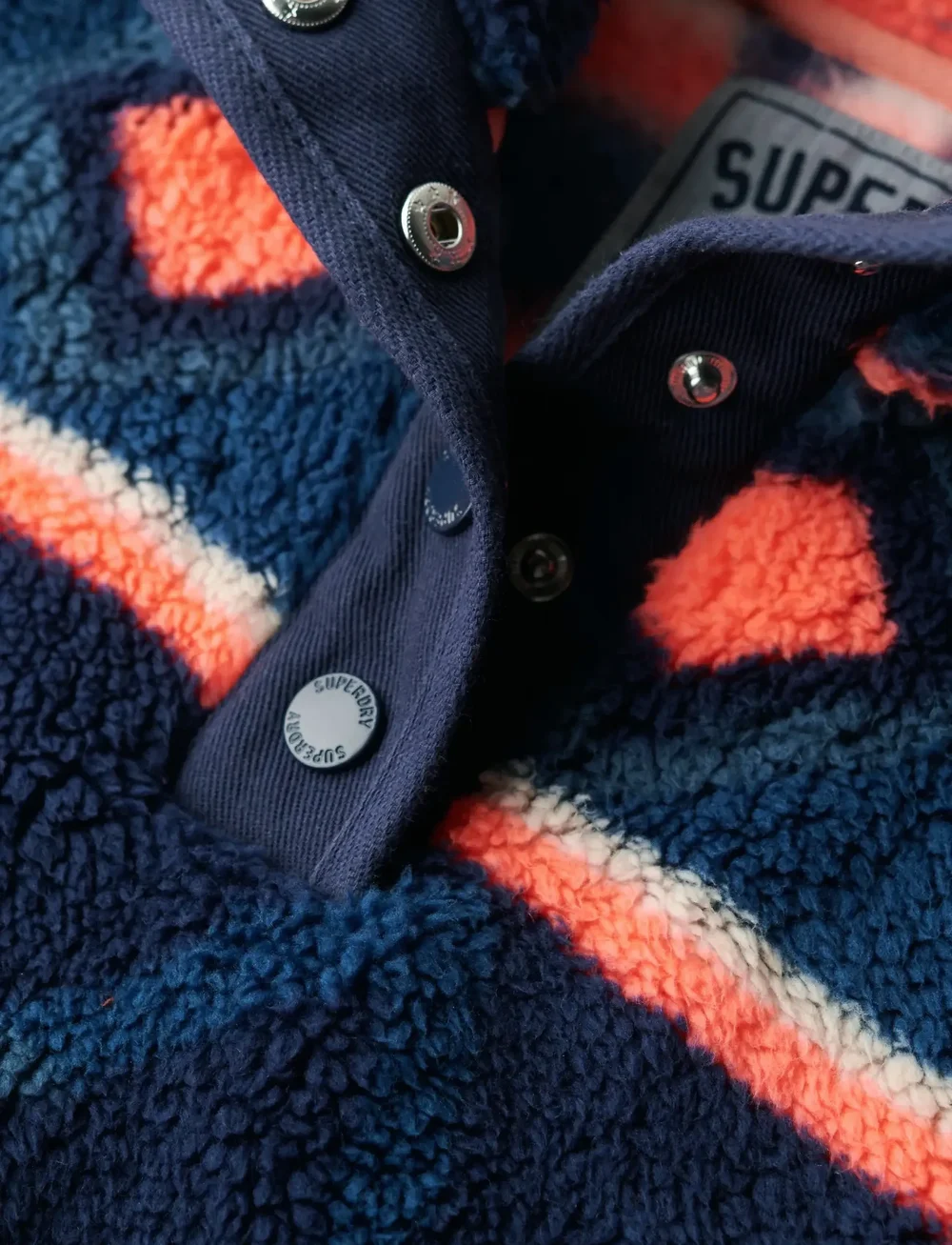Superdry Sport - SUPER SOFT PRINTED HENLEY - fleece og mellemlag - navy terry print - 2