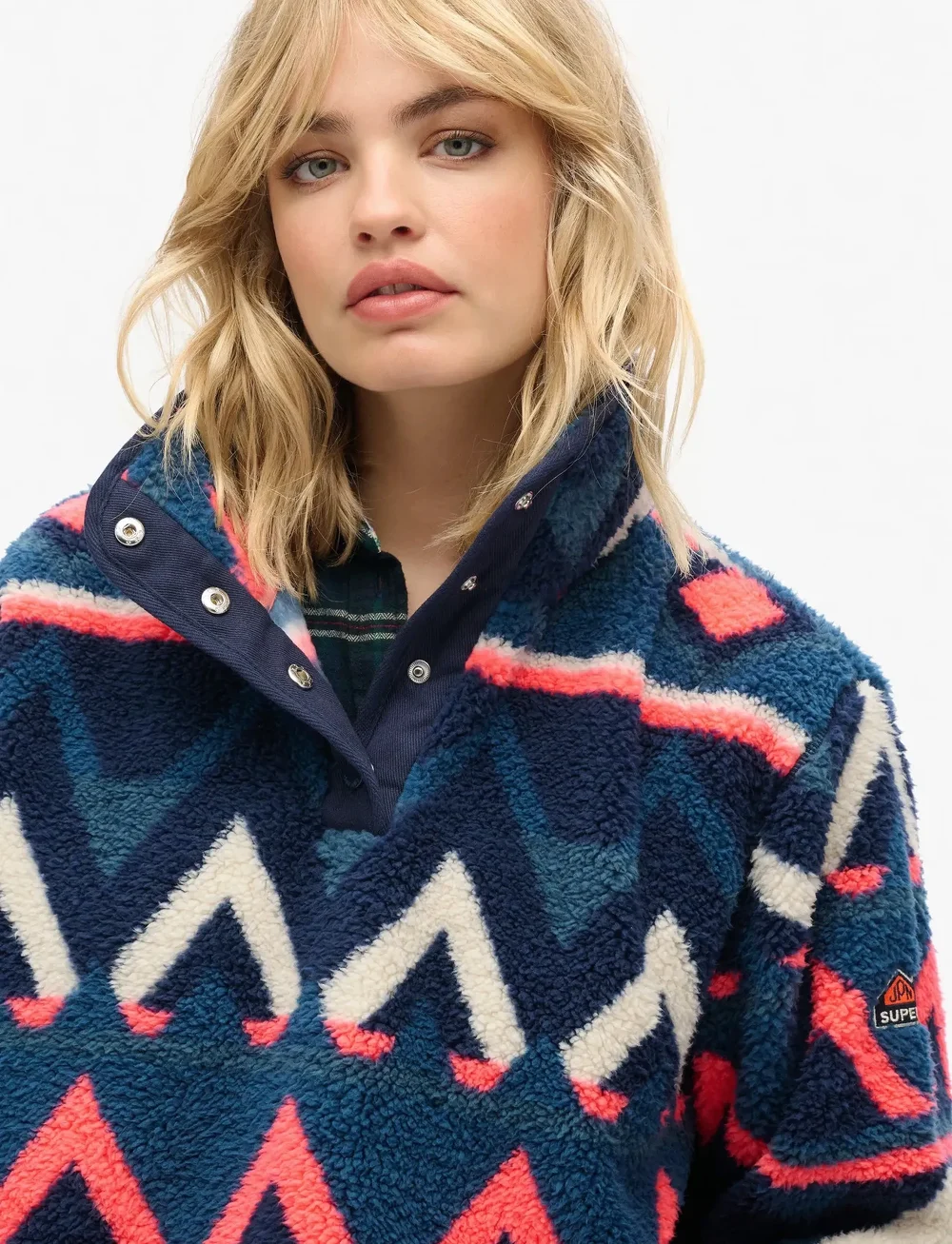 Superdry Sport - SUPER SOFT PRINTED HENLEY - fleece og mellemlag - navy terry print - 4