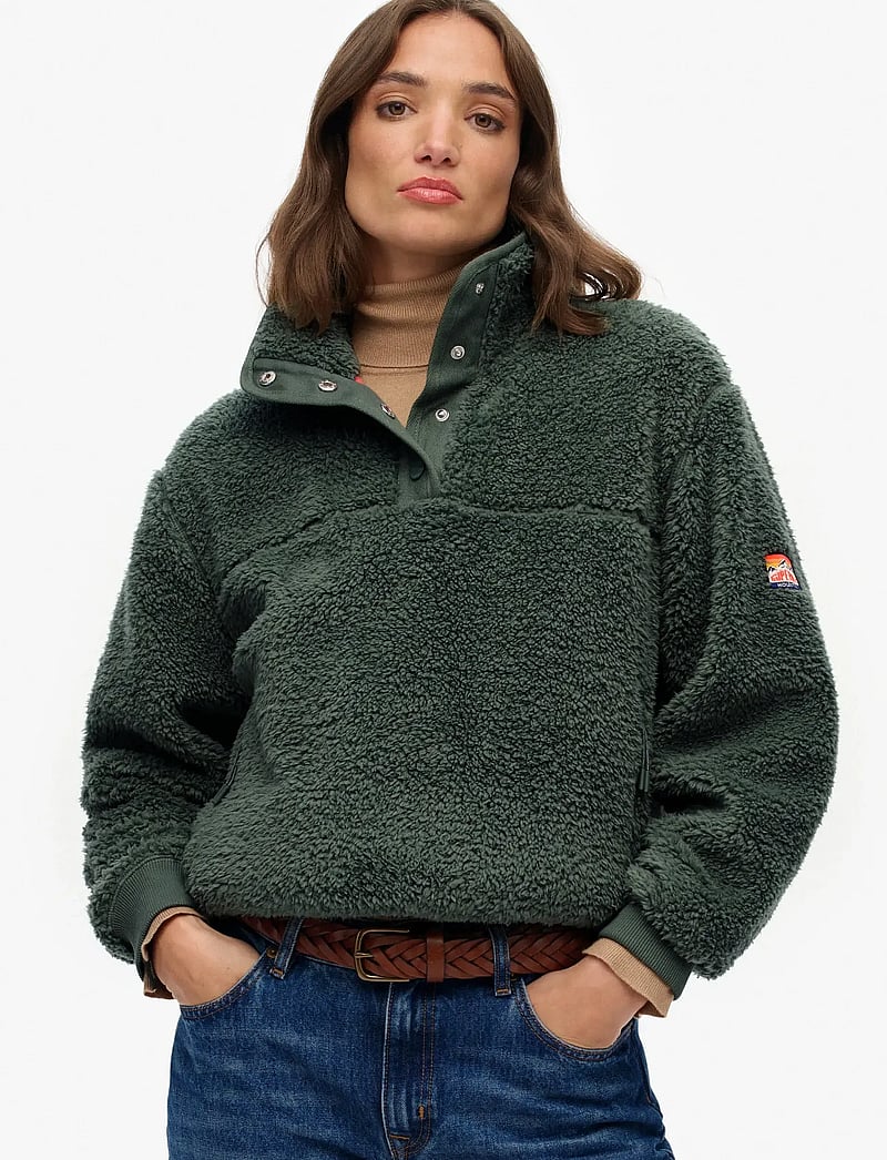 Superdry Sport - SUPER SOFT HENLEY - fleece & mellanlager - laurel khaki - 0