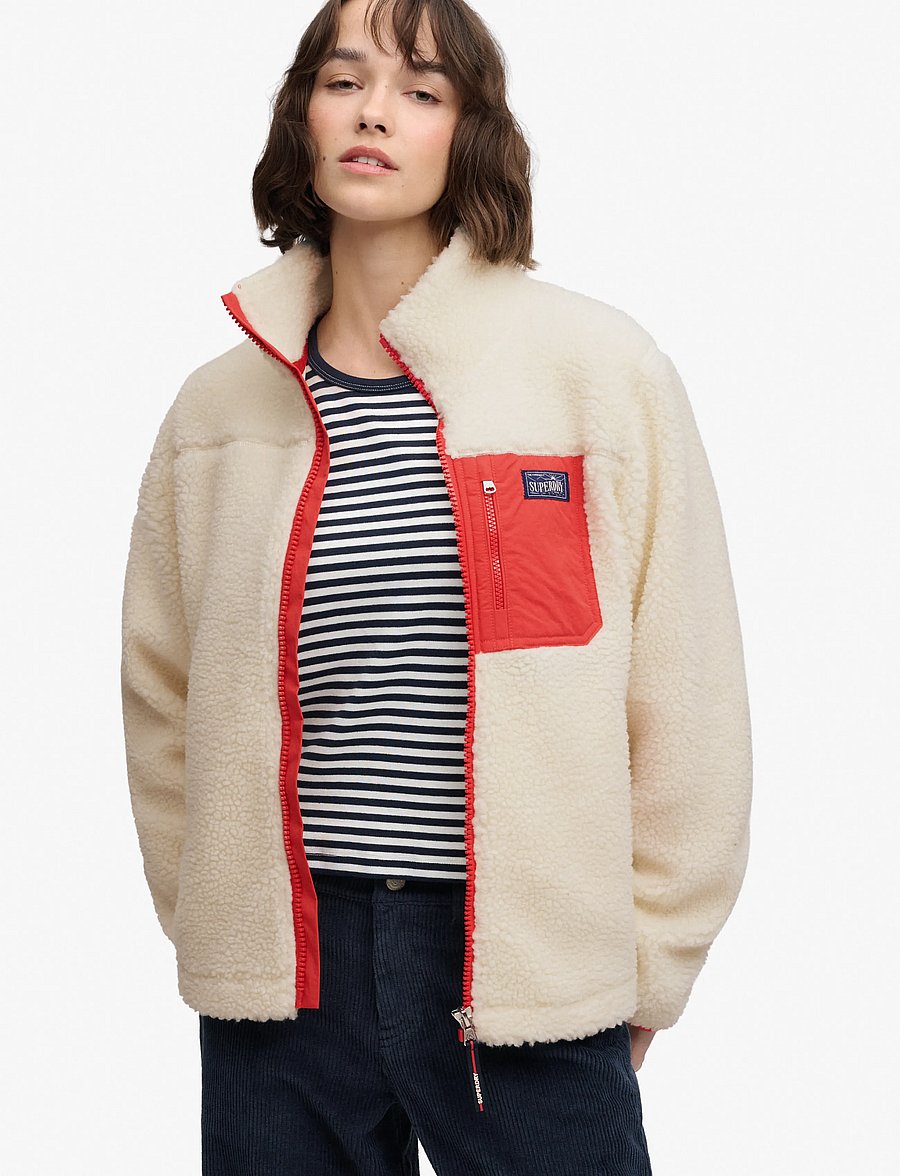 Superdry Sport - HERITAGE ZIP THROUGH FLEECE - oberteile - cream - 0