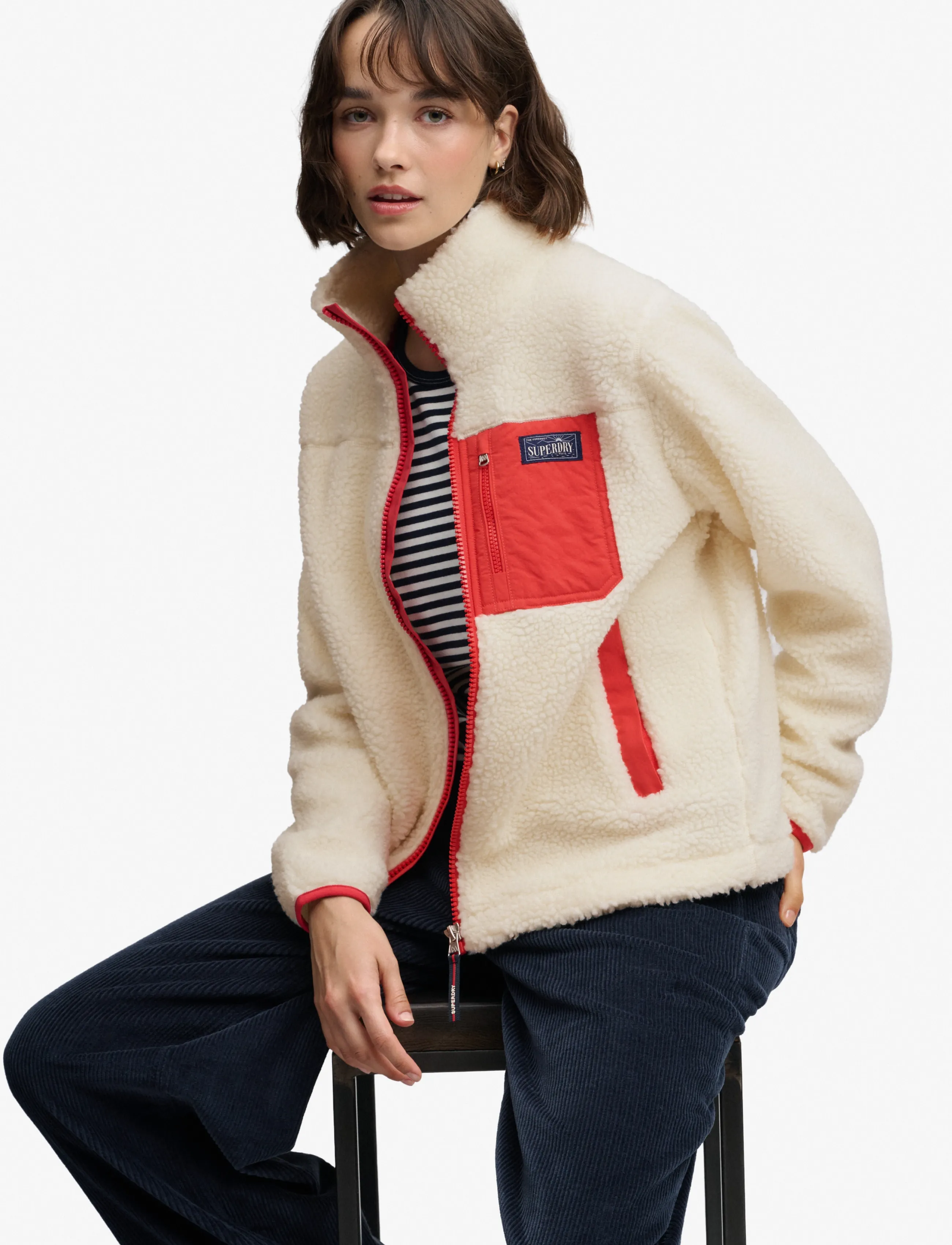 Superdry Sport - HERITAGE ZIP THROUGH FLEECE - oberteile - cream - 4