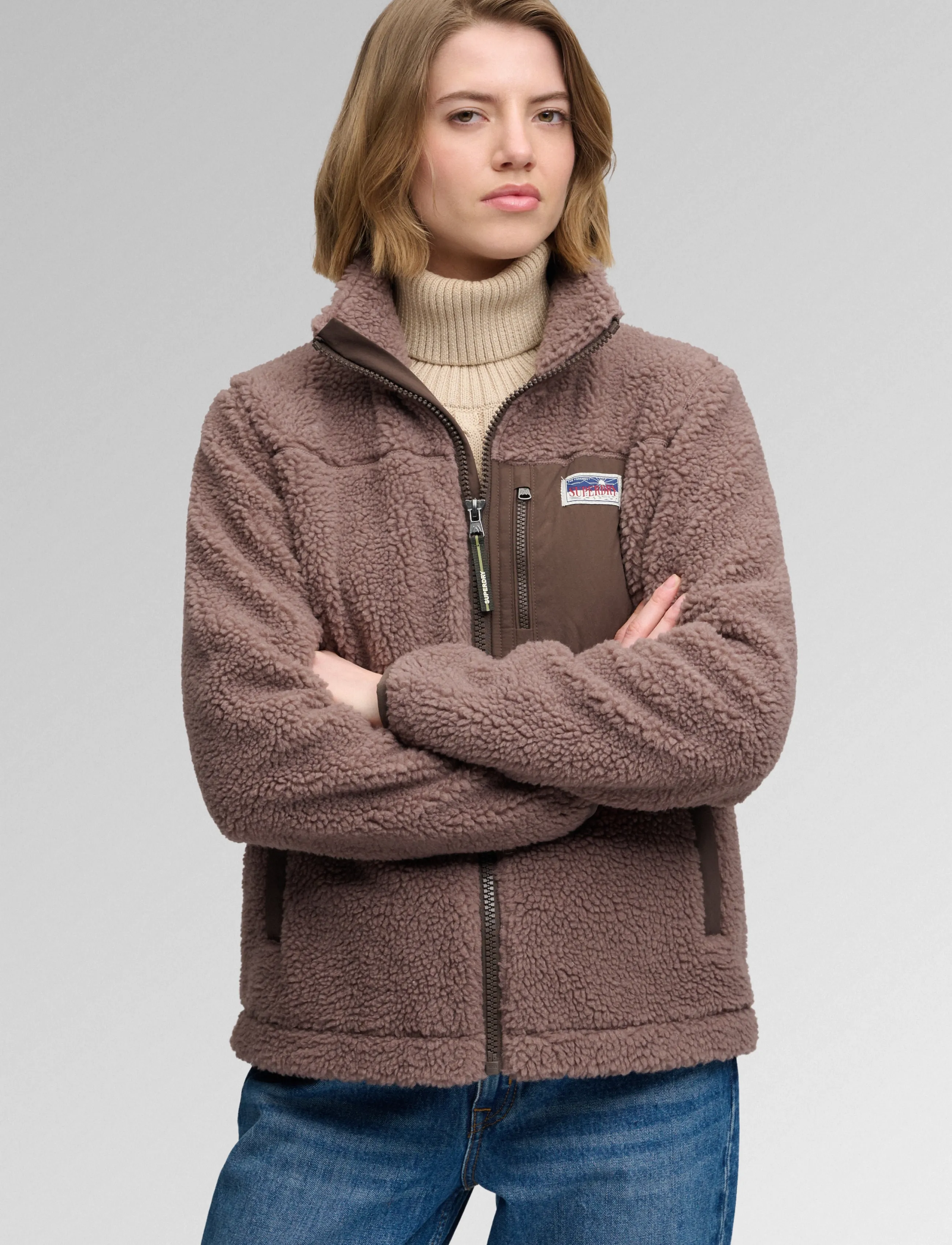 Superdry Sport - HERITAGE ZIP THROUGH FLEECE - overdele - dark taupe - 3