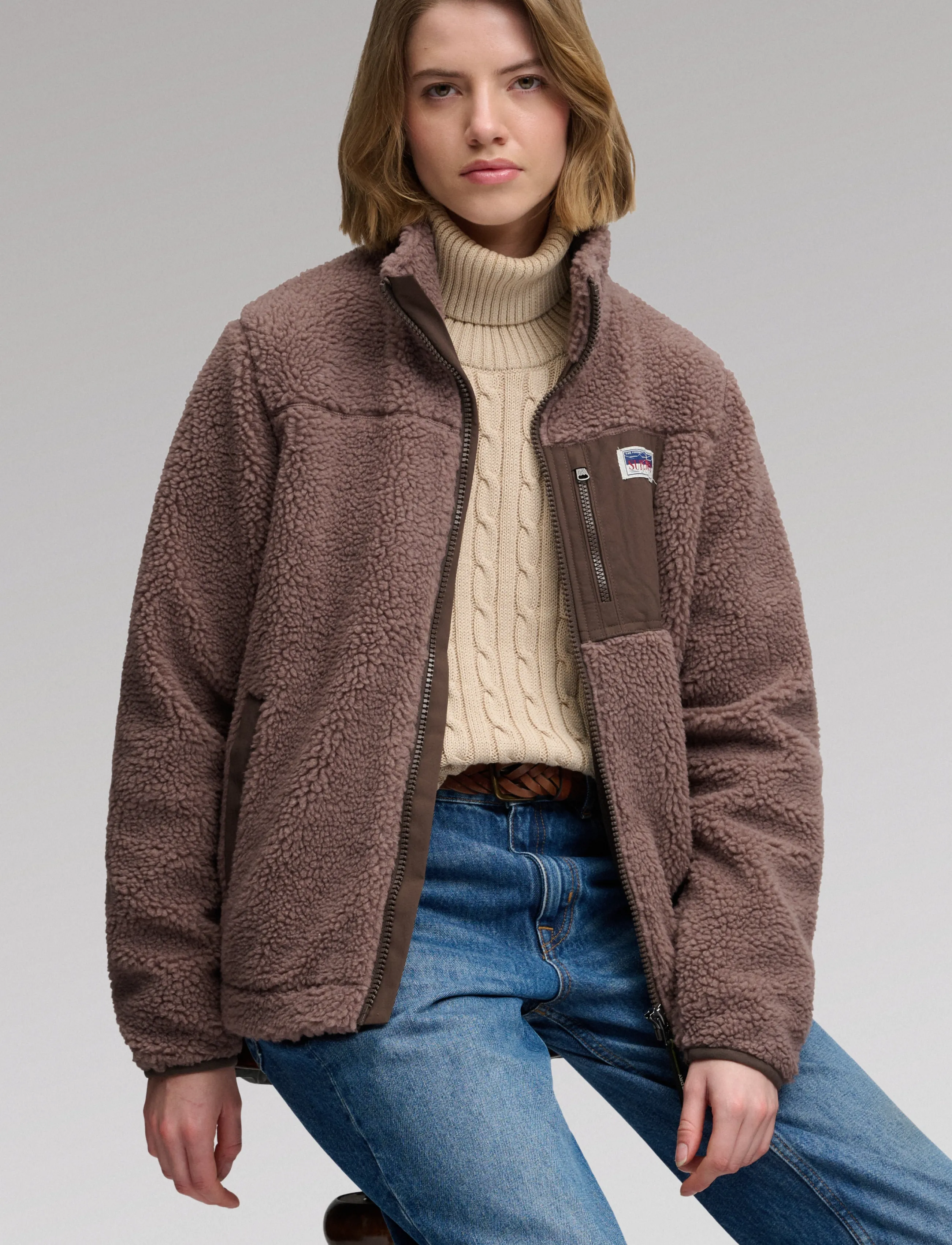 Superdry Sport - HERITAGE ZIP THROUGH FLEECE - overdele - dark taupe - 4