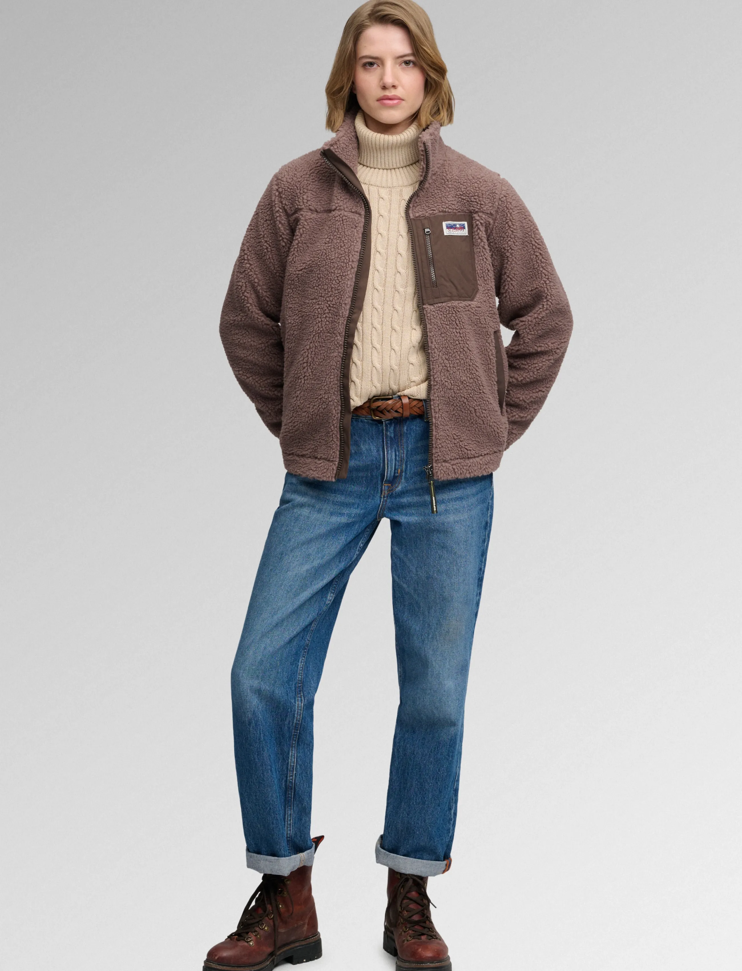Superdry Sport - HERITAGE ZIP THROUGH FLEECE - overdele - dark taupe - 5
