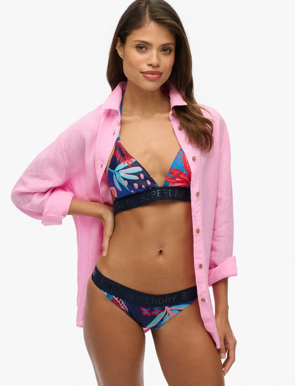 Superdry Sport - LOGO CLASSIC BIKINI BOTTOMS - sport-bademode - tropical stencil blue print - 0