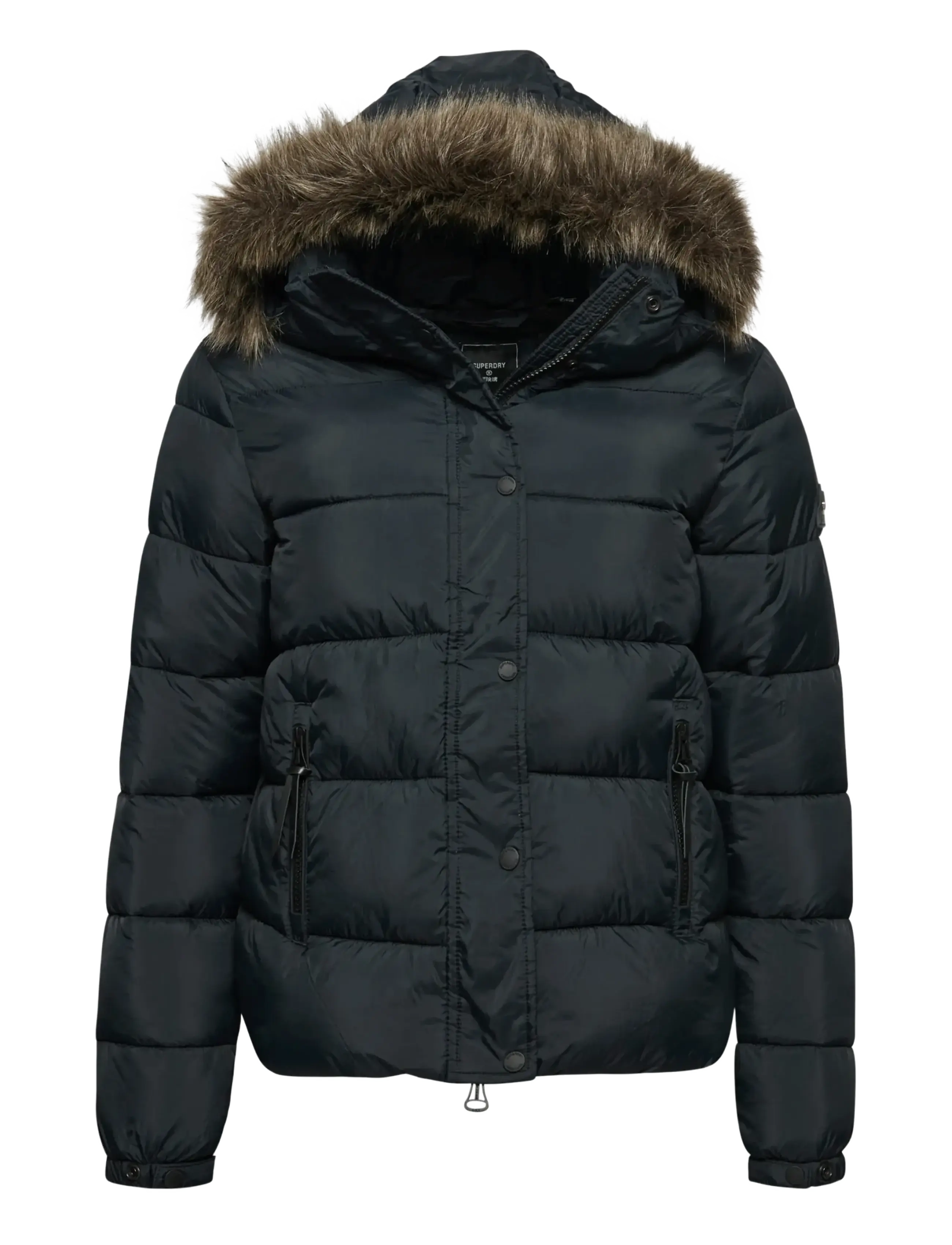 Superdry Sport VINTAGE HOODED MID LAYER SHORT - Kläder - JET BLACK / black