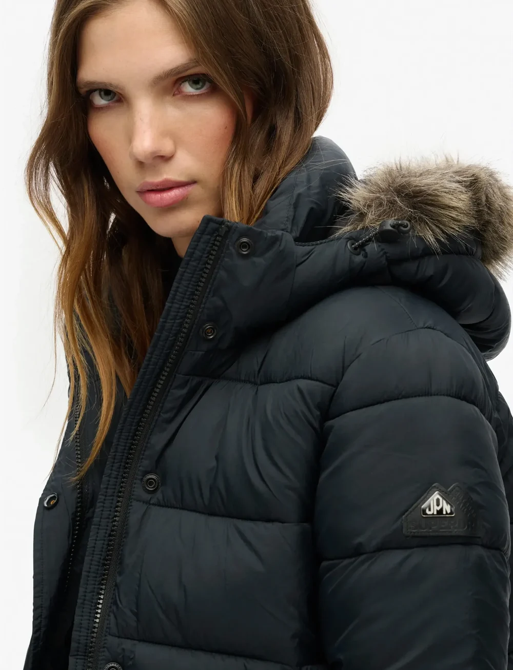 Superdry Sport - VINTAGE HOODED MID LAYER SHORT - dunjakker - jet black - 3