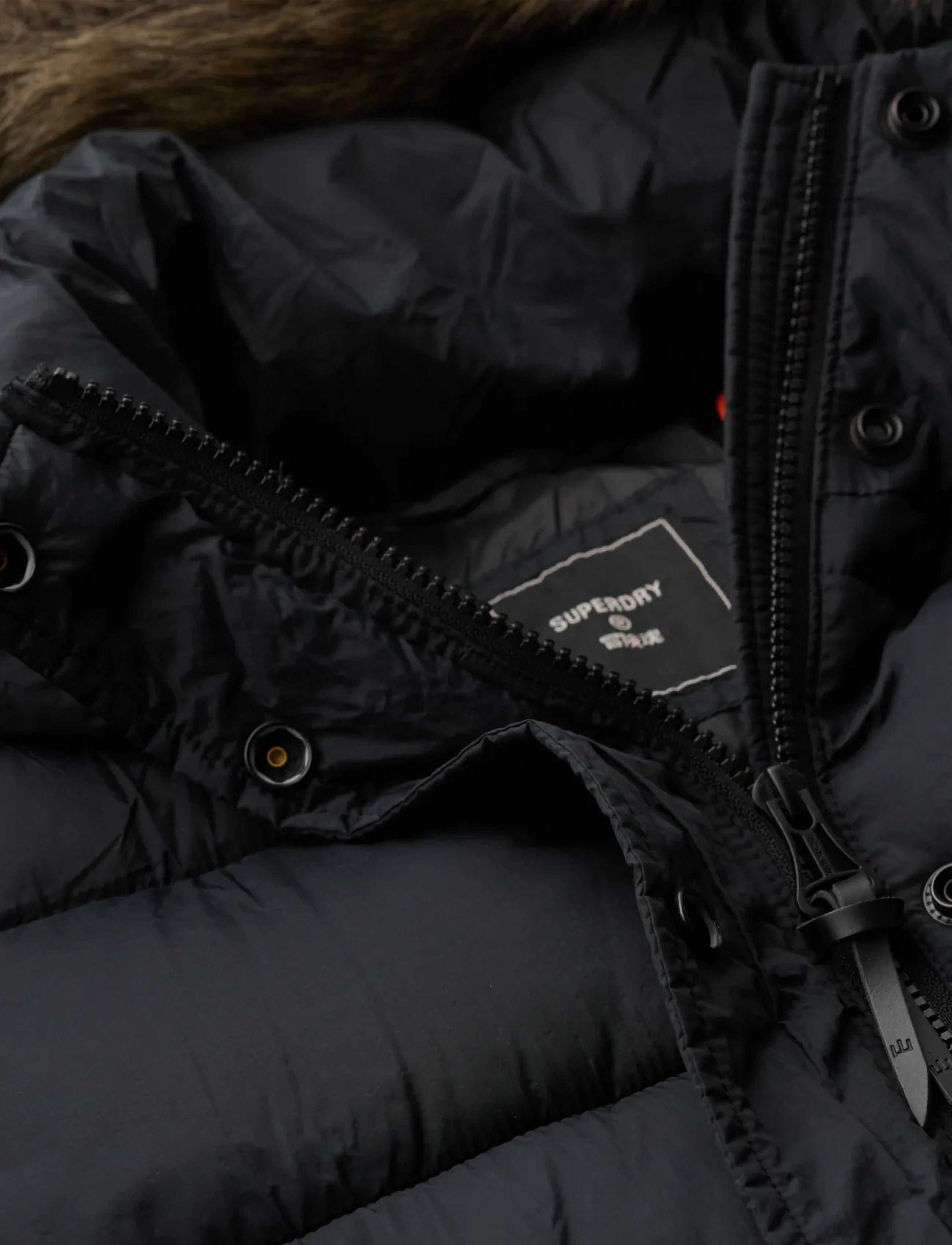 Superdry Sport - VINTAGE HOODED MID LAYER SHORT - talvejoped - jet black - 5