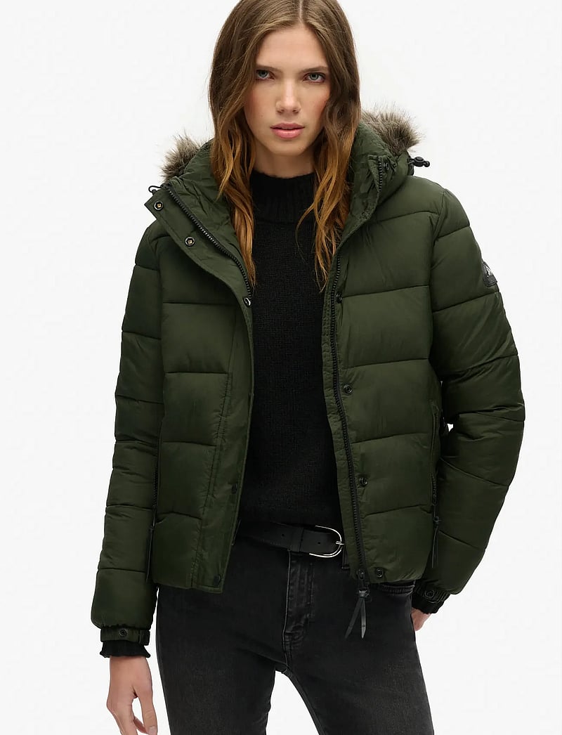 Superdry Sport - VINTAGE HOODED MID LAYER SHORT - winter jackets - surplus goods olive - 0