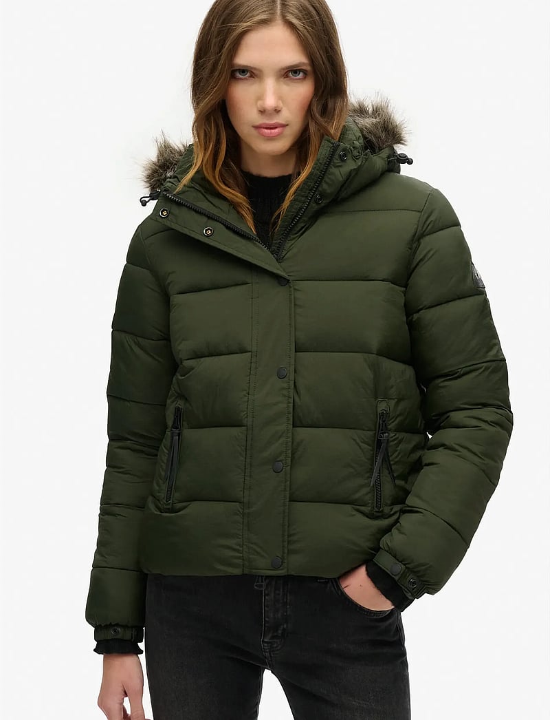 Superdry Sport - VINTAGE HOODED MID LAYER SHORT - winter jackets - surplus goods olive - 4