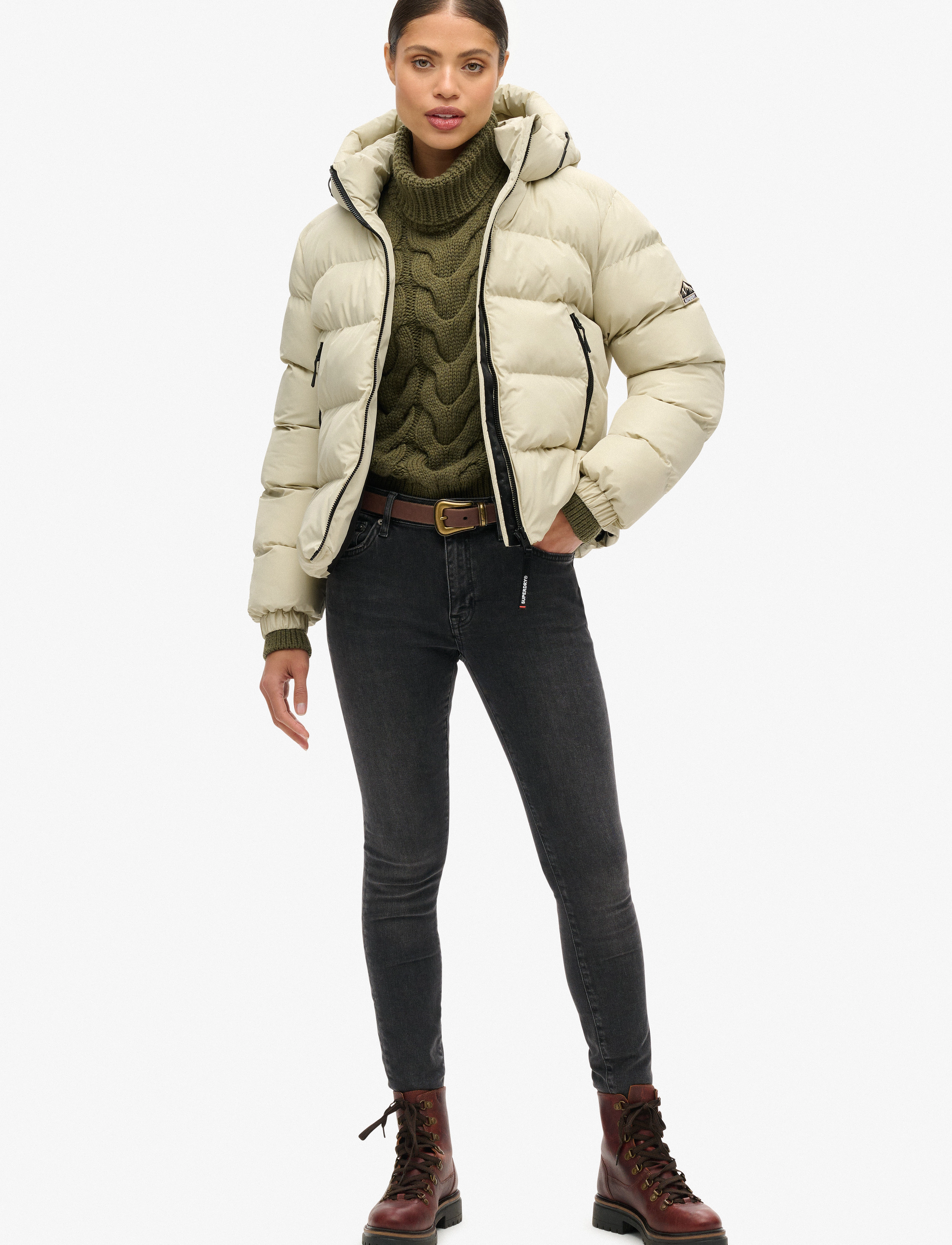 Superdry Sport - HOODED SPORTS PUFFER JACKET - pelican beige - 3
