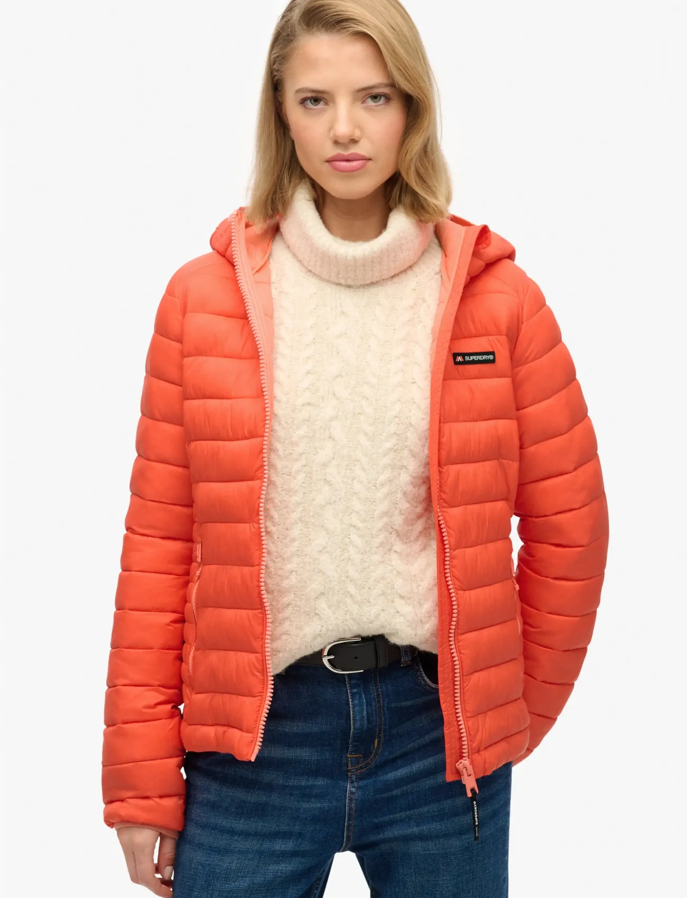 Superdry Sport HOODED FUJI LITE PADDED JACKET - Superdry Sport - HOT CORAL / orange