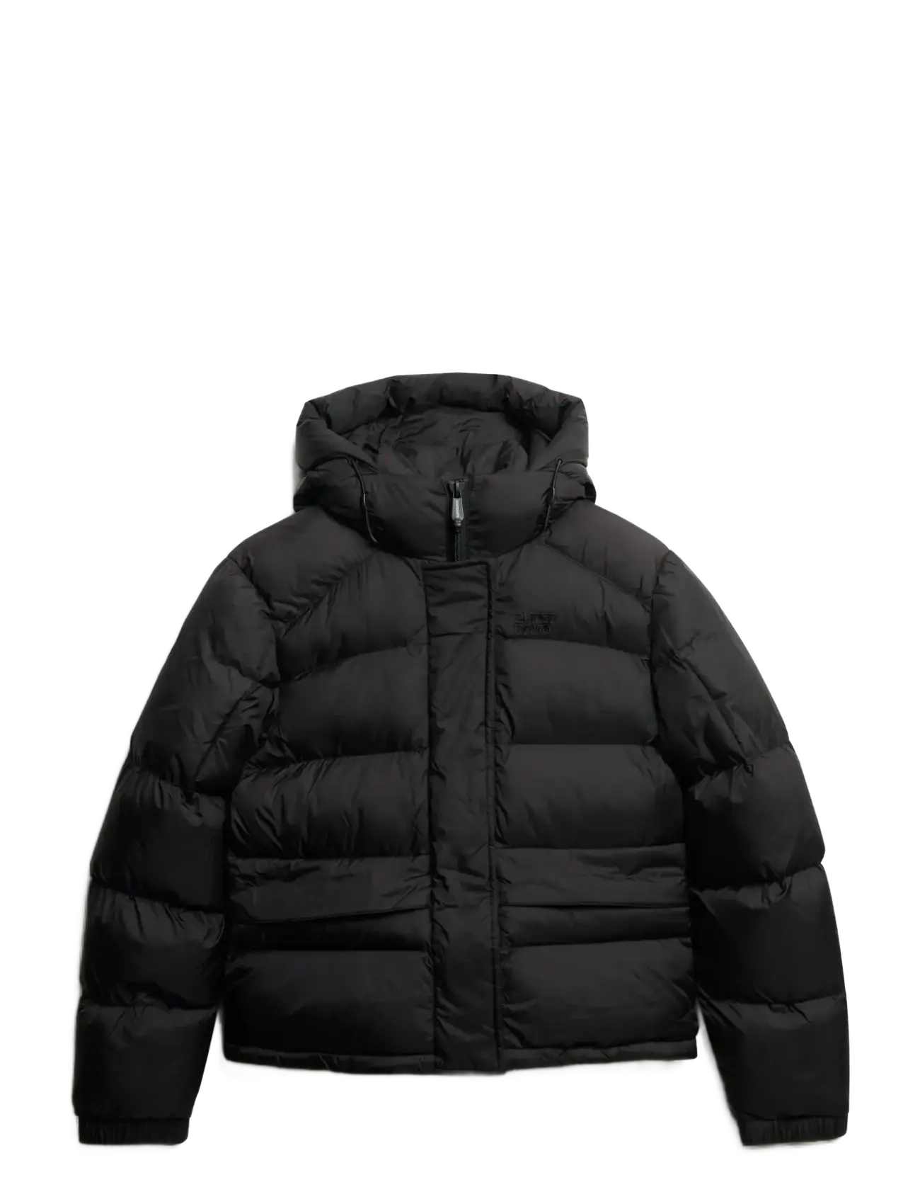 HOODED TECH PADDED JKT - BLACK